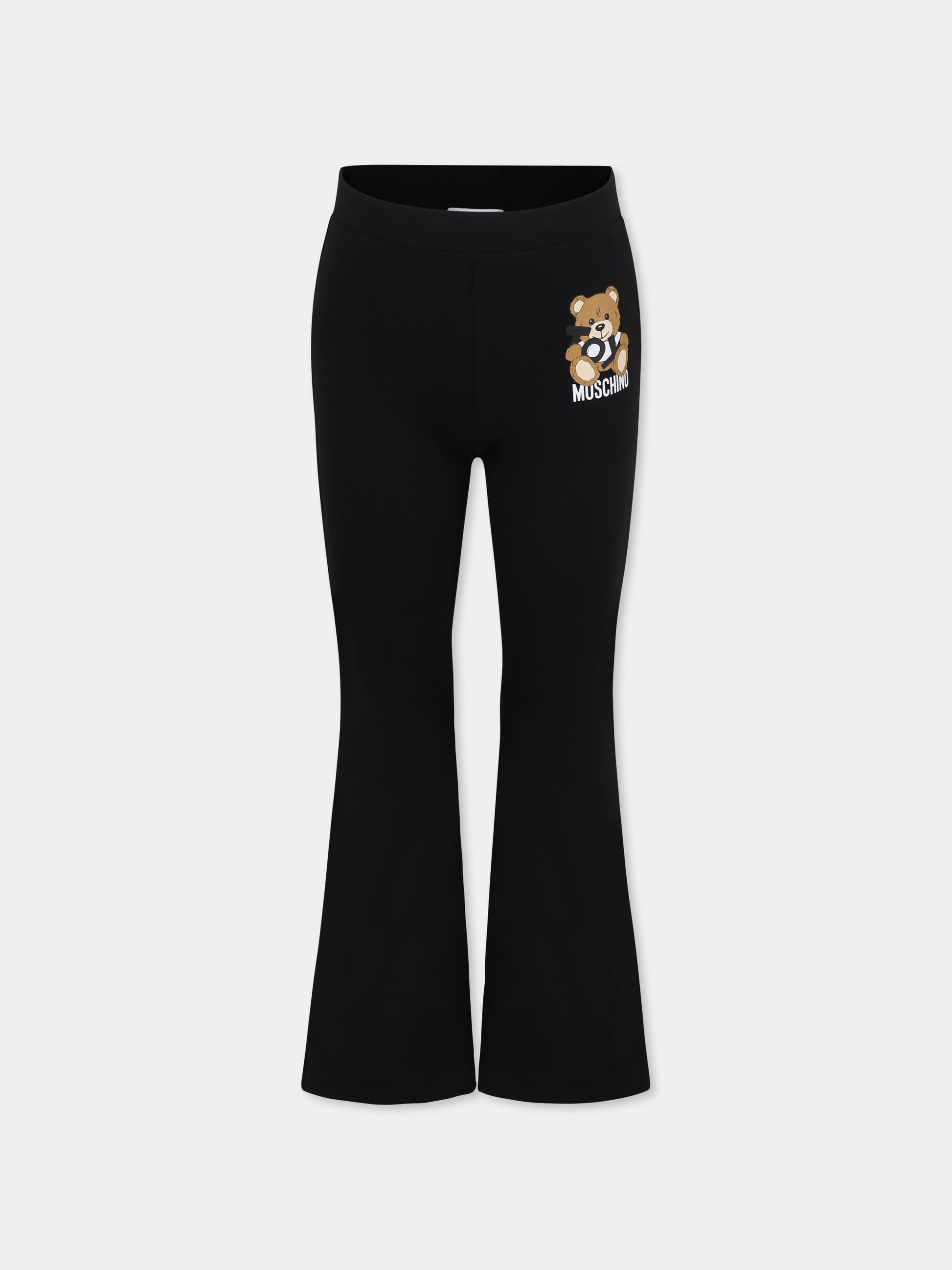 Leggings neri per bambina con Teddy Bear,Moschino Kids,HBP051 LBA00 60100