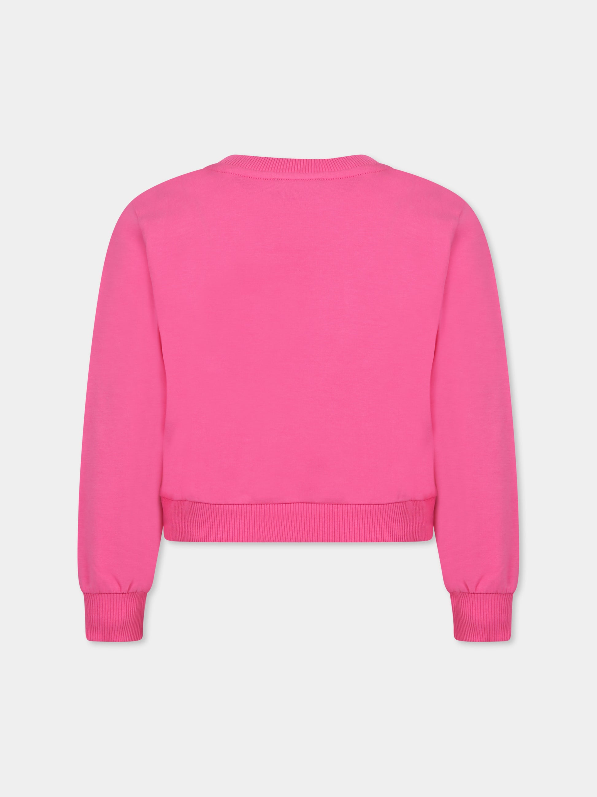 Felpa fucsia per bambina con Teddy Bear e cuore,Moschino Kids,HDF066 LDA00 50533