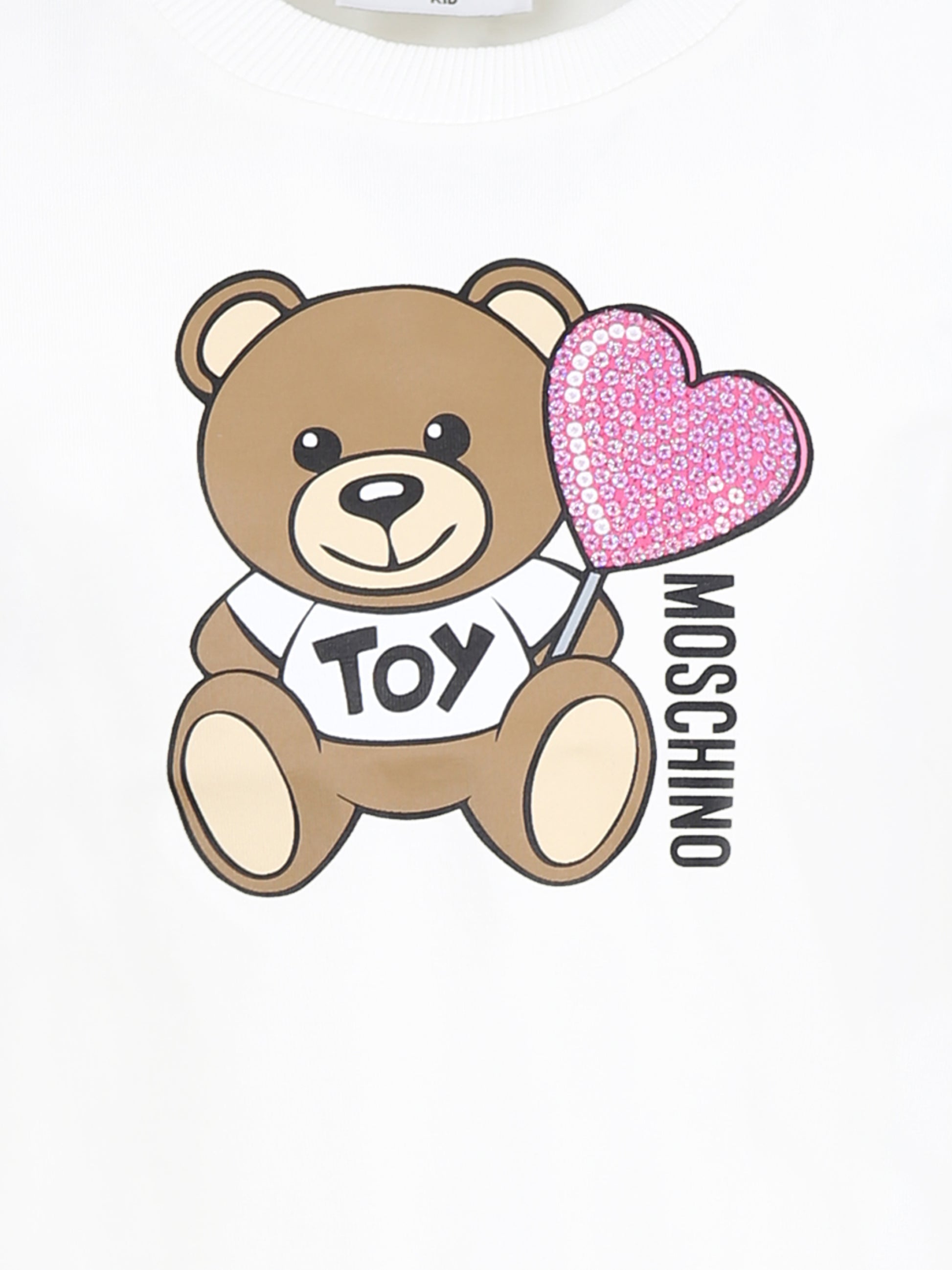 T-shirt avorio per bambina con Teddy Bear e cuore,Moschino Kids,HDM06K LBA00 10063