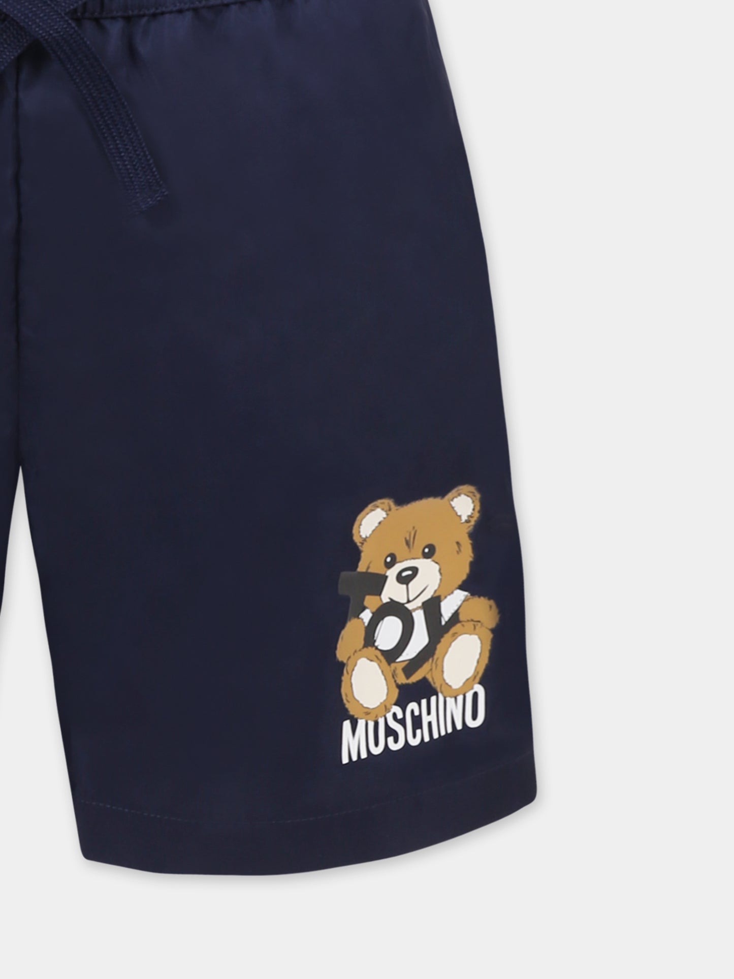 Boxer mare blu per bambino con Teddy Bear,Moschino Kids,HRL01C LKA02 40016