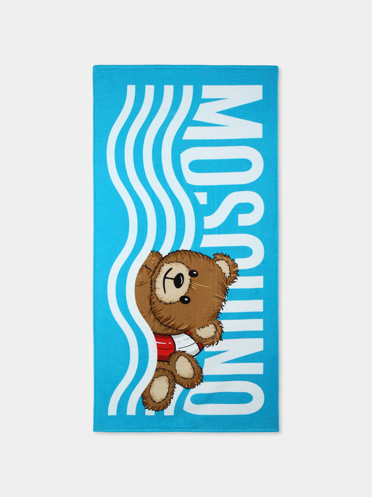 Telo mare azzurro per bambini con Teddy Bear,Moschino Kids,HSX01B LGA24 41047