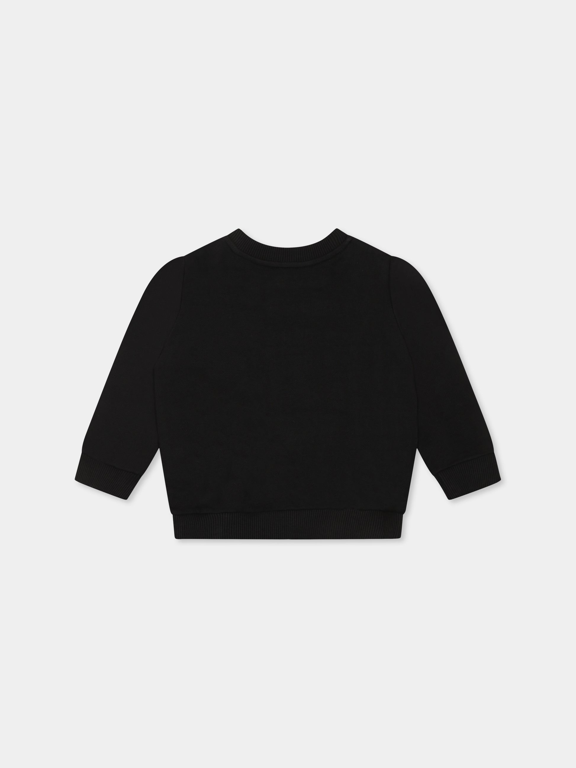 Felpa nera per neonati con tre Teddy Bears,Moschino Kids,M9F04Q LCA19 60100