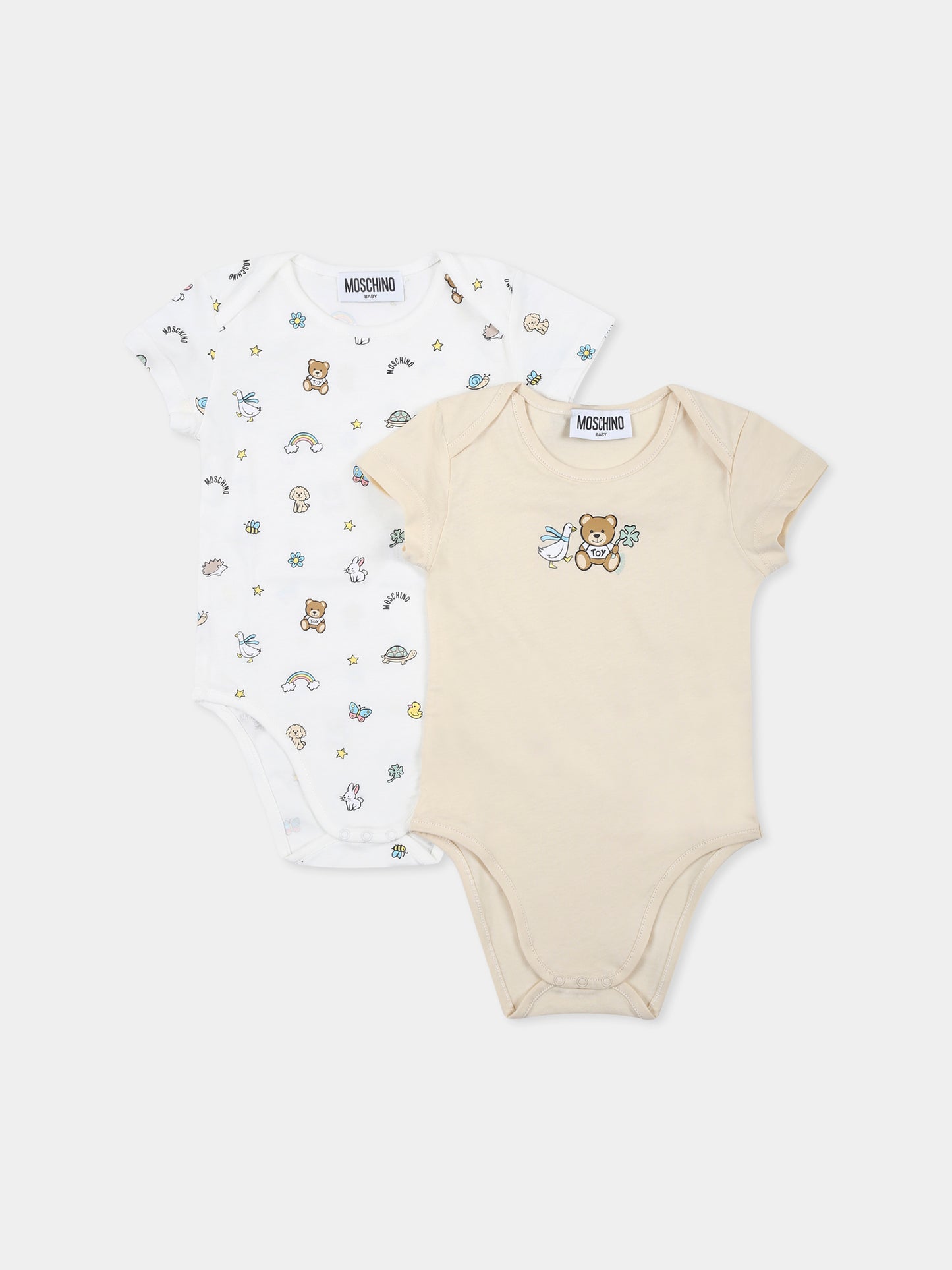 Set body beige per neonati con Teddy Bear e stampa,Moschino Kids,M9Y017 LABA6 20404