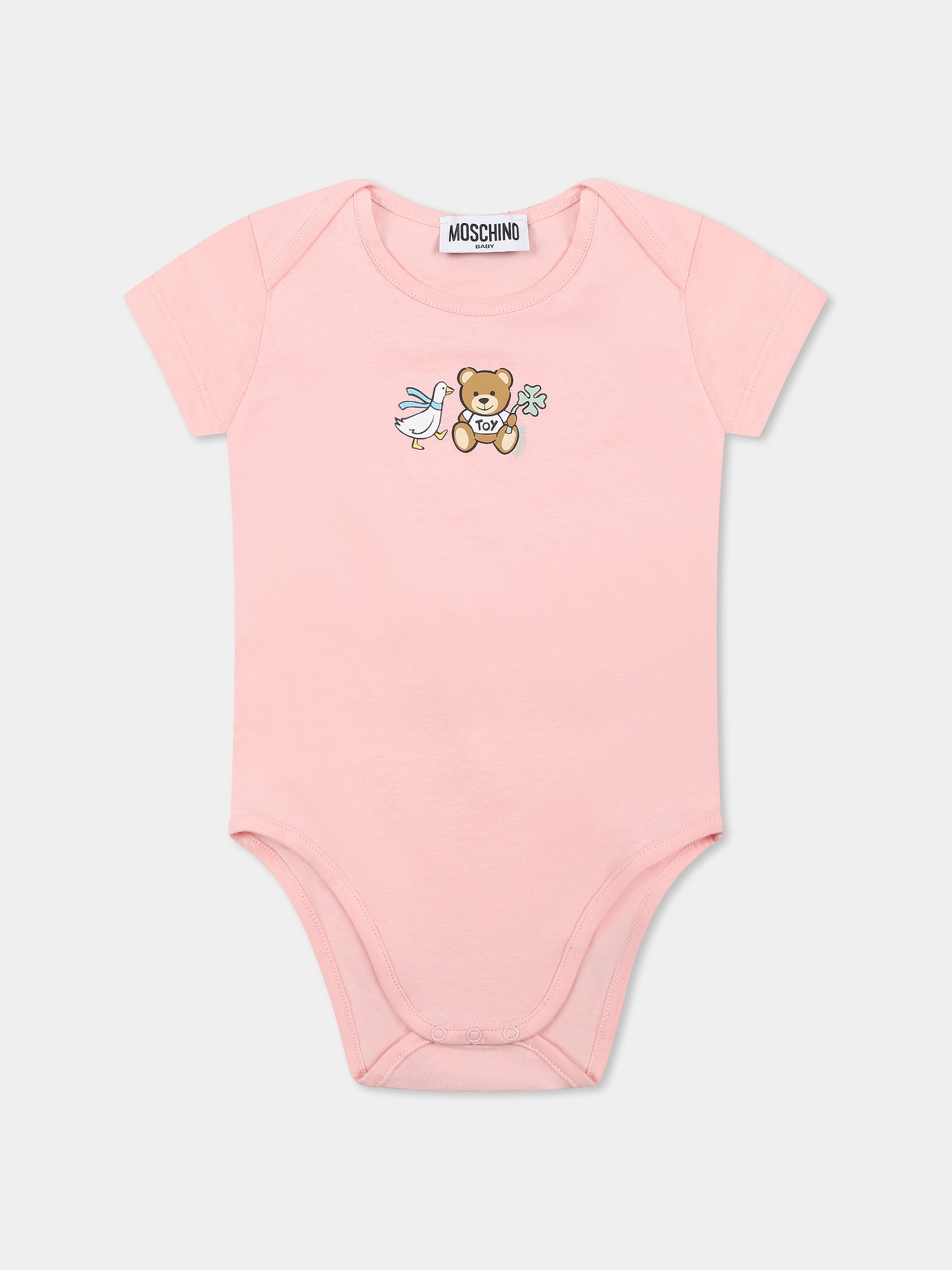 Set body rosa per neonata con Teddy Bear e stampa,Moschino Kids,M9Y017 LABA6 50209