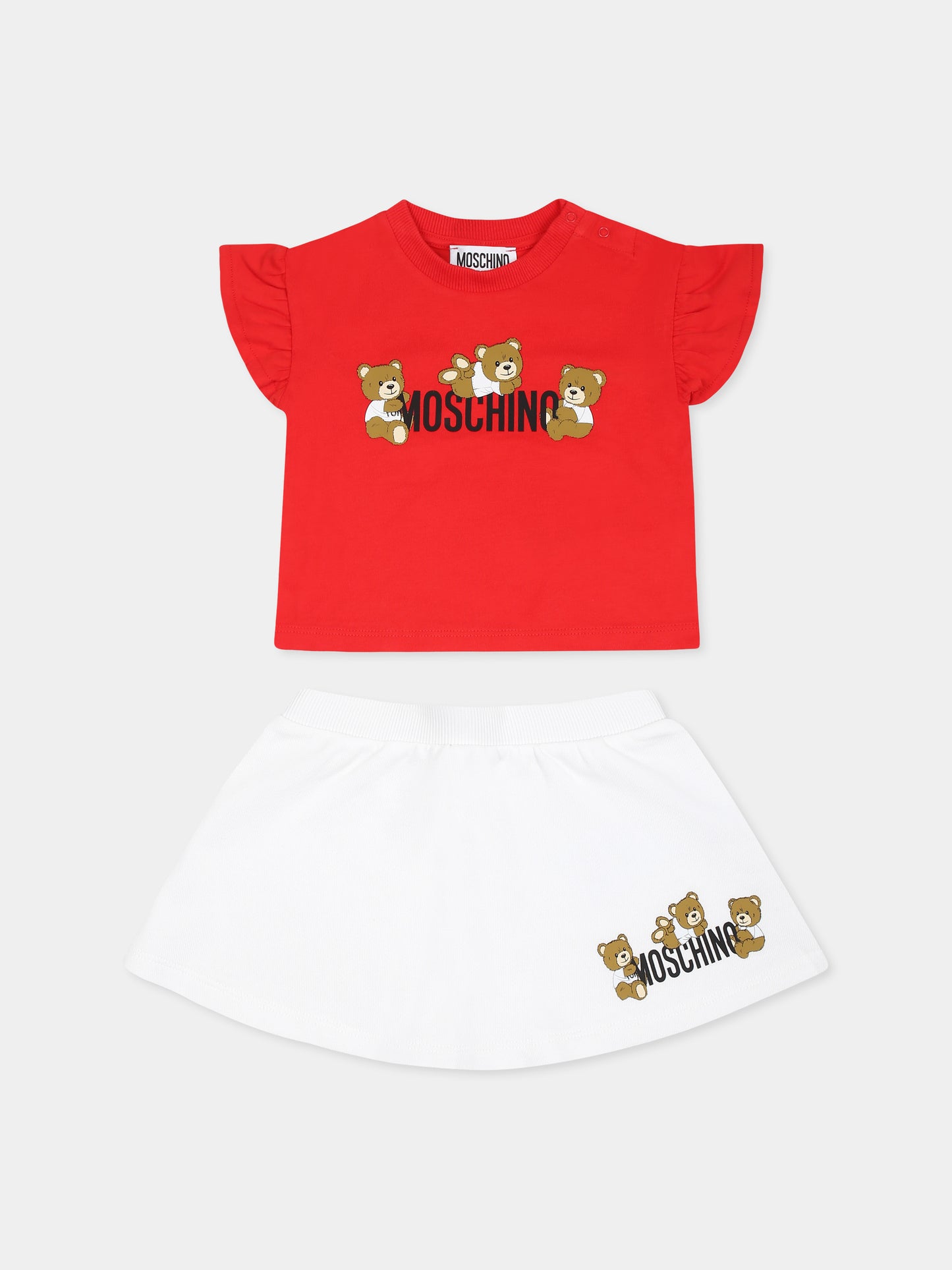 Completo multicolor per neonata con tre Teddy Bears,Moschino Kids,MAG01G LCA19 85268