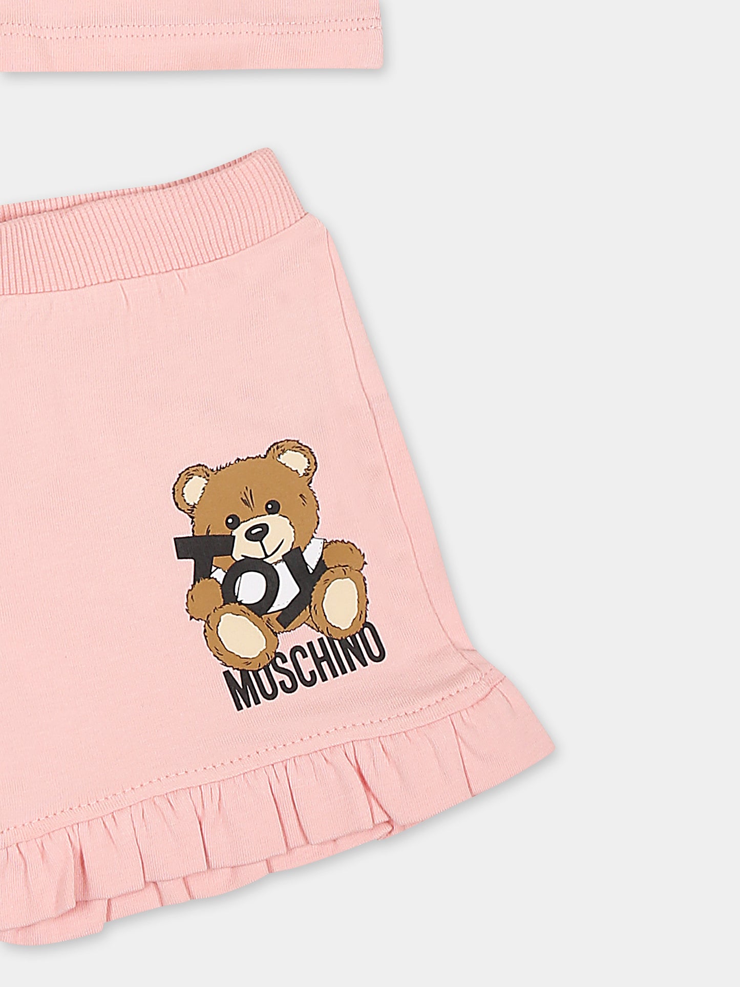 Pink suit for baby girl with Teddy Bear