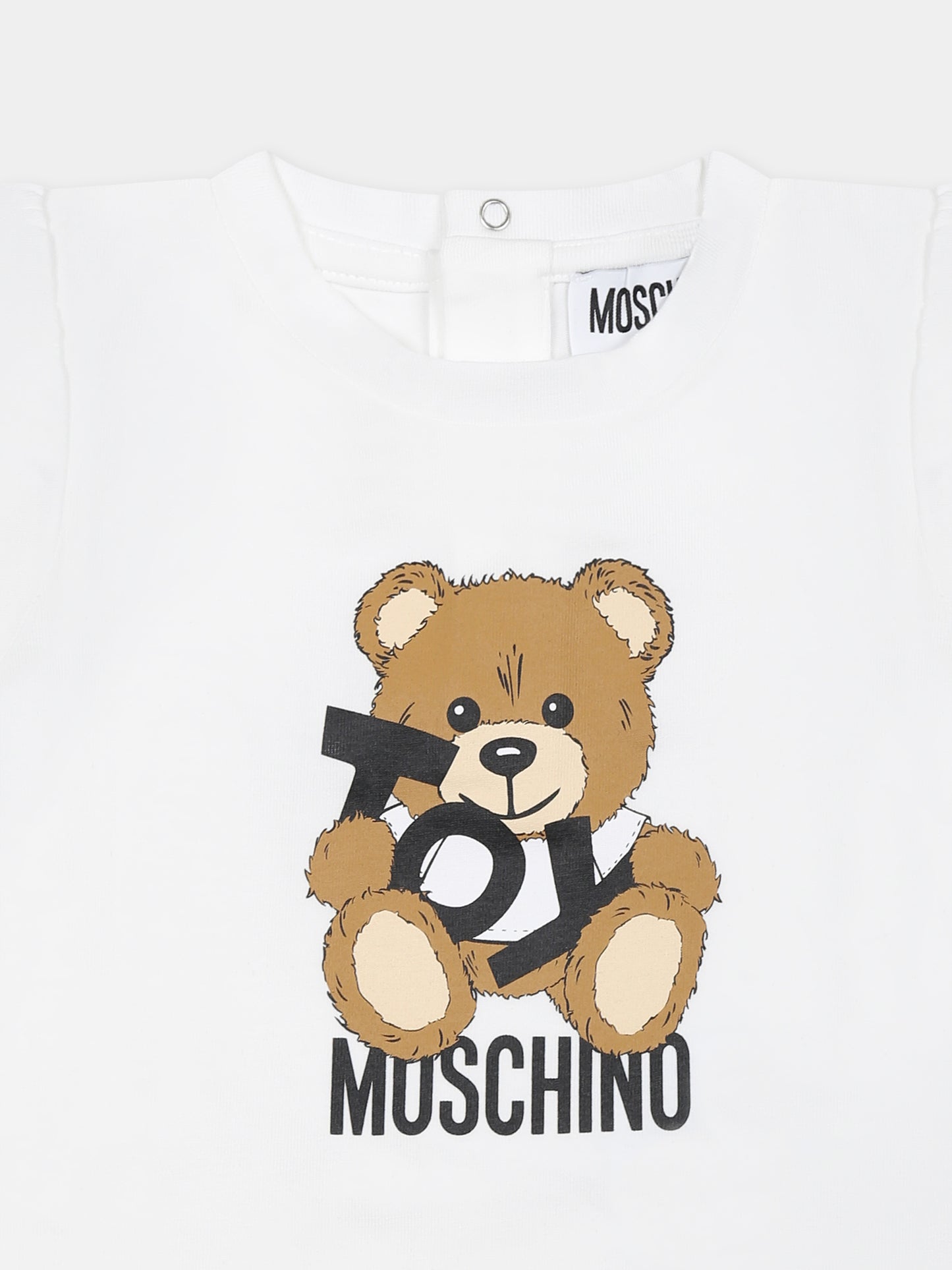 T-shirt bianca per neonata con Teddy Bear,Moschino Kids,MDM03K LBA00 10101