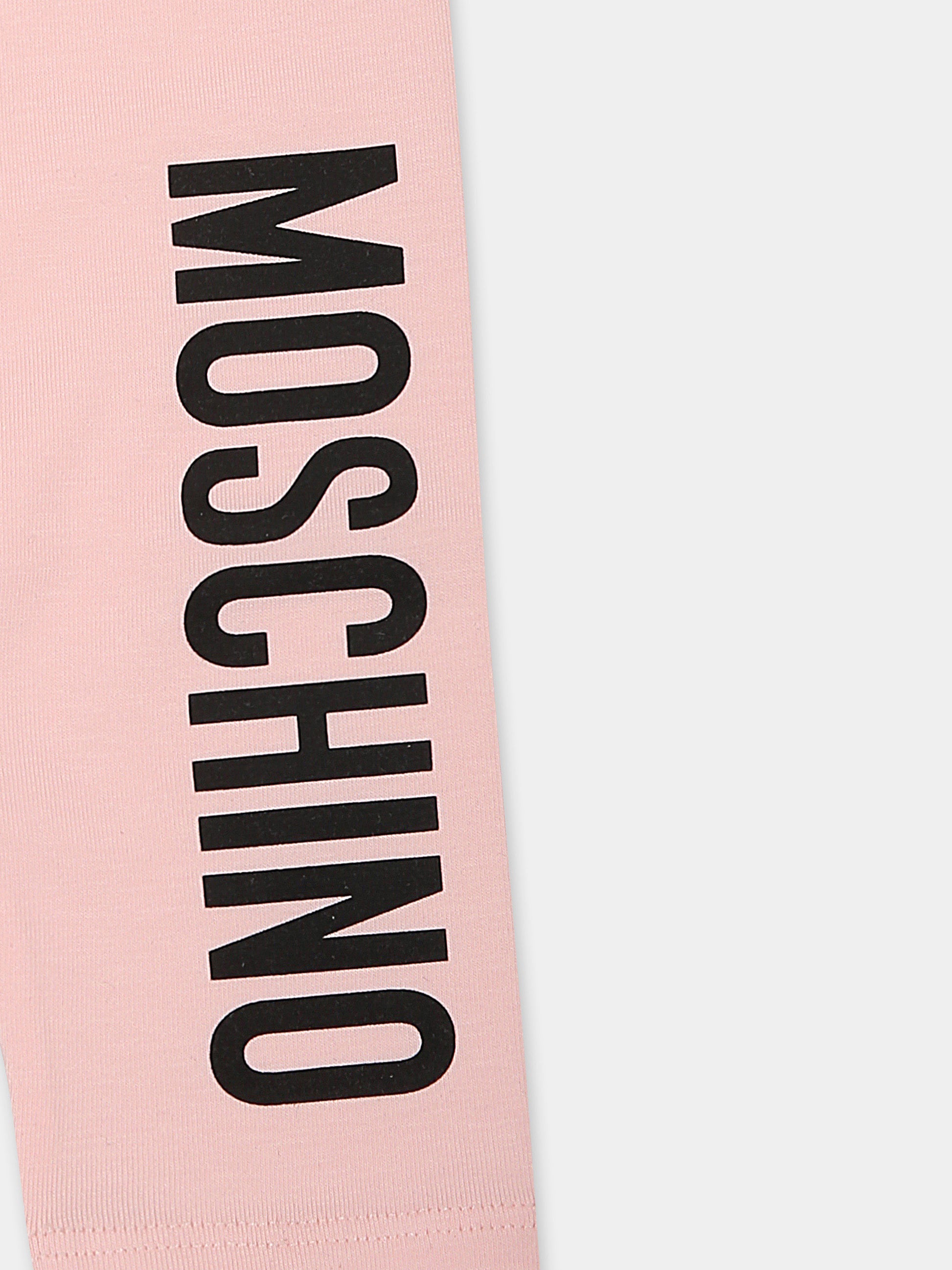 Leggings rosa per neonata con logo,Moschino Kids,MDP03D LBA00 50209