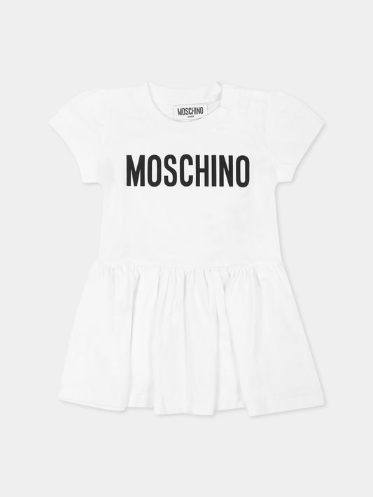 White dress for baby girl with logo