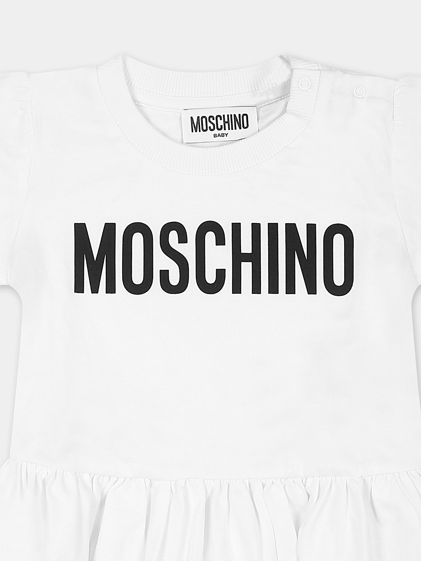 White dress for baby girl with logo