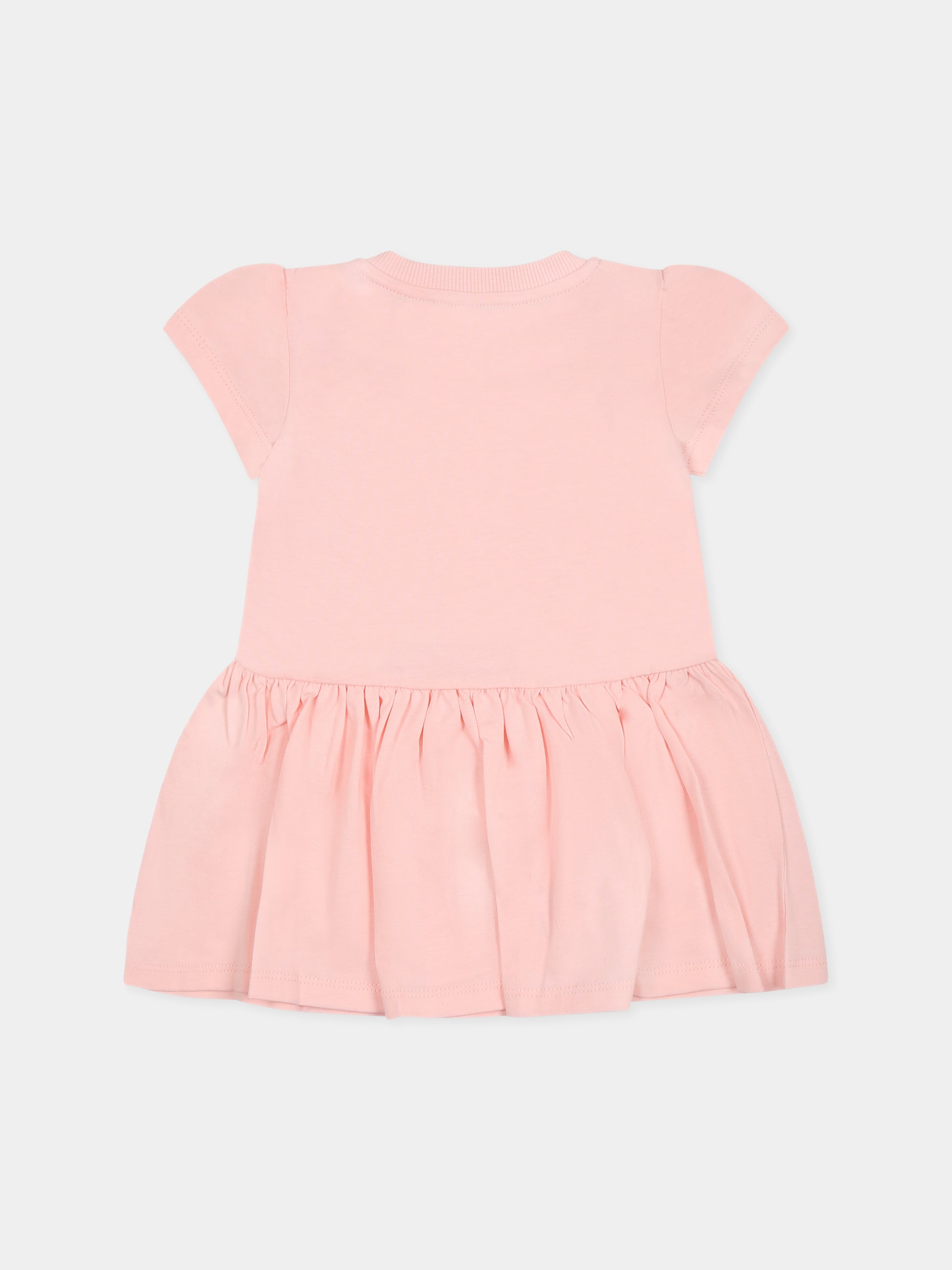 Vestito rosa per neonata con logo,Moschino Kids,MDV0CJ LAA02 50209
