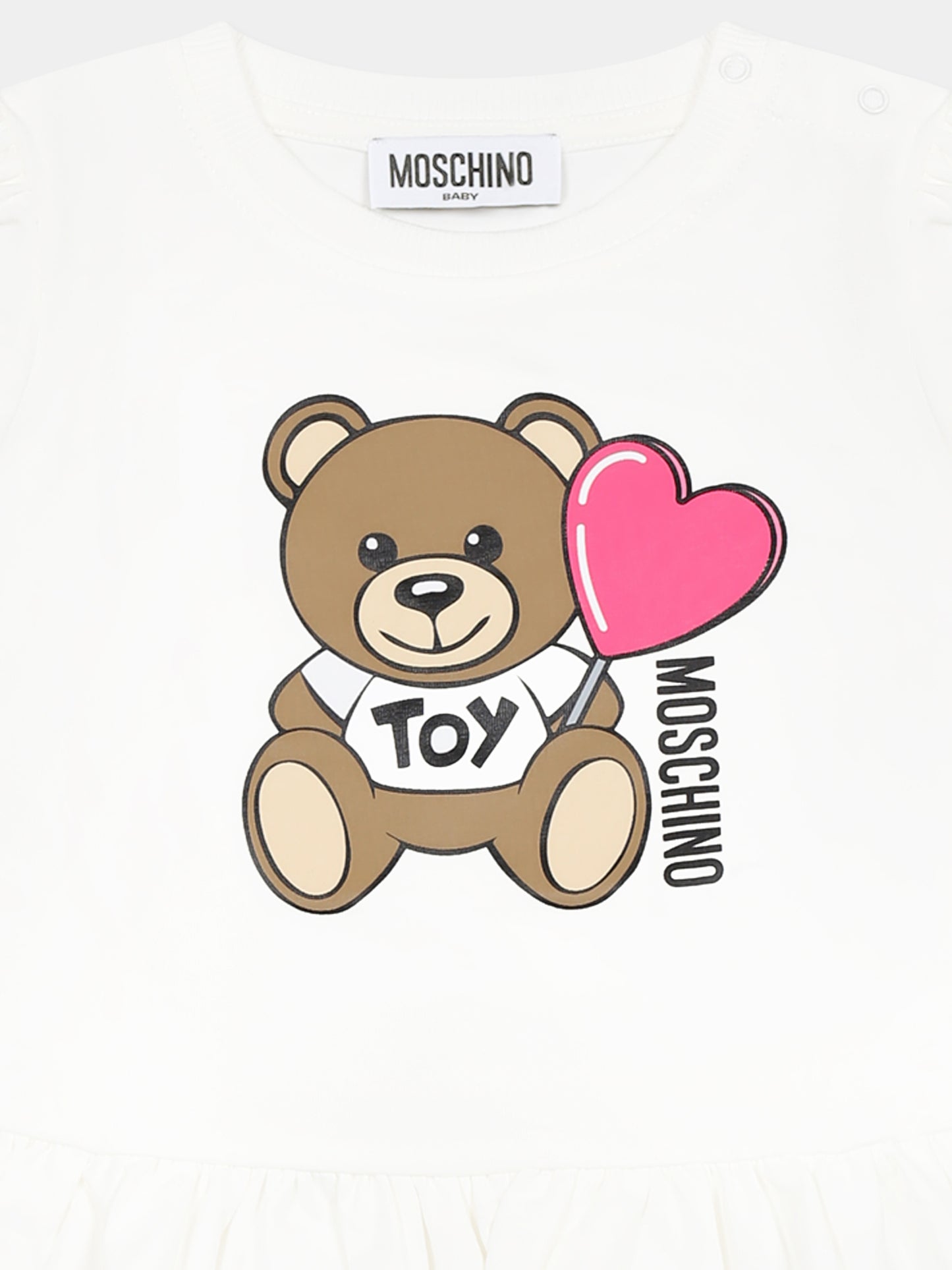 Vestito avorio per neonata con Teddy Bear,Moschino Kids,MDV0CK LBA00 10063