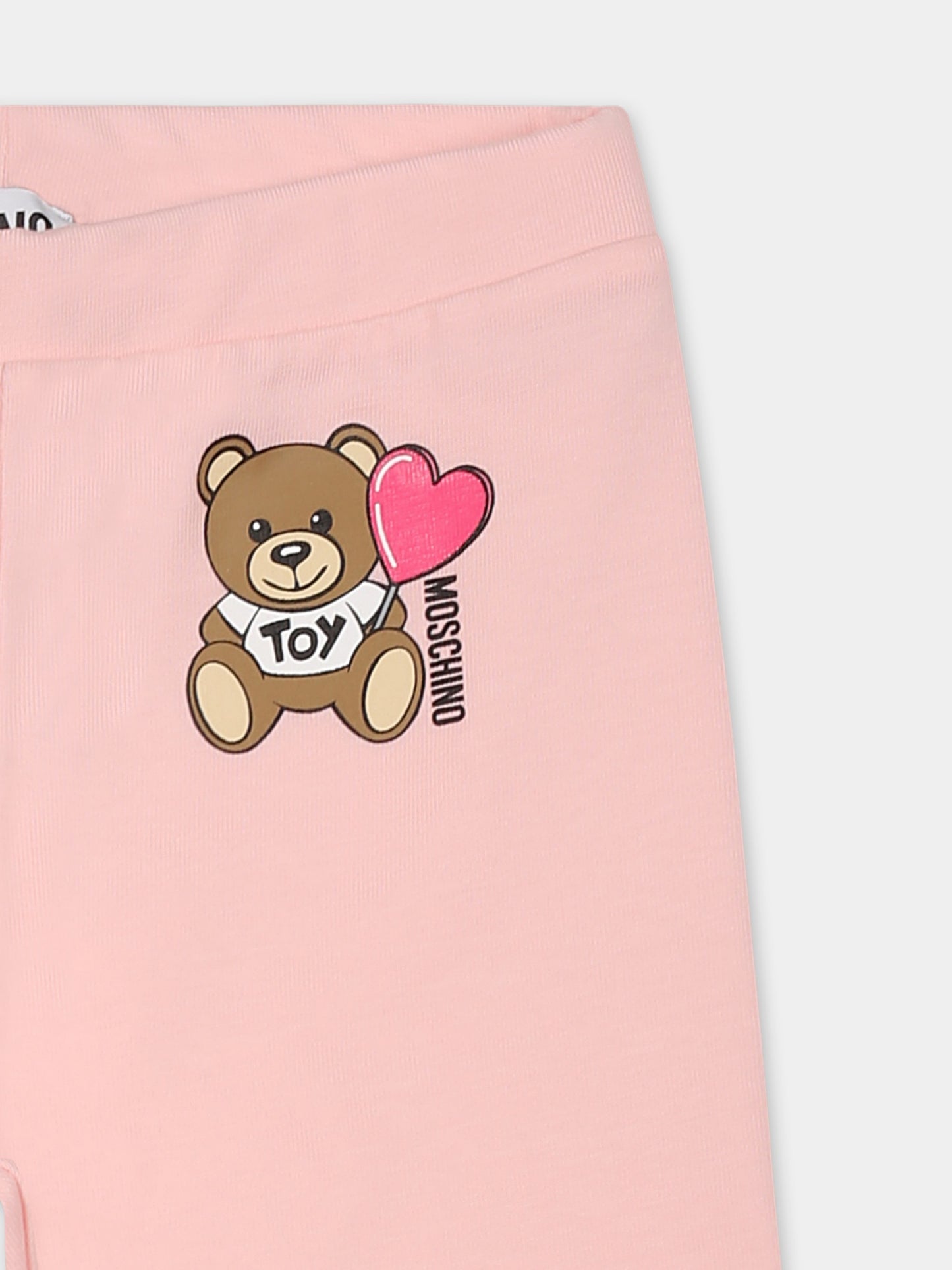 Pink legging for baby girl with Teddy Bear