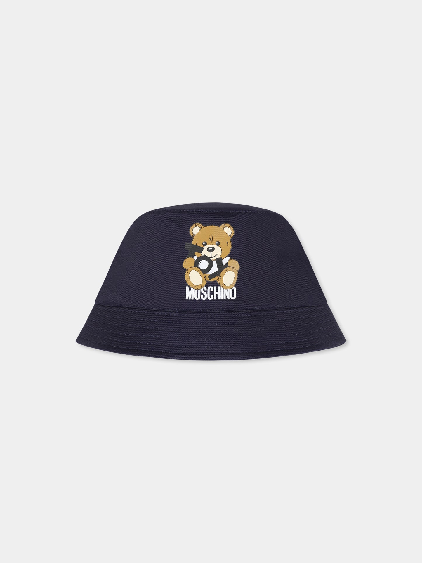Cloche blu per neonati con Teddy Bear e logo nero,Moschino Kids,MMX057 LPA01 40016