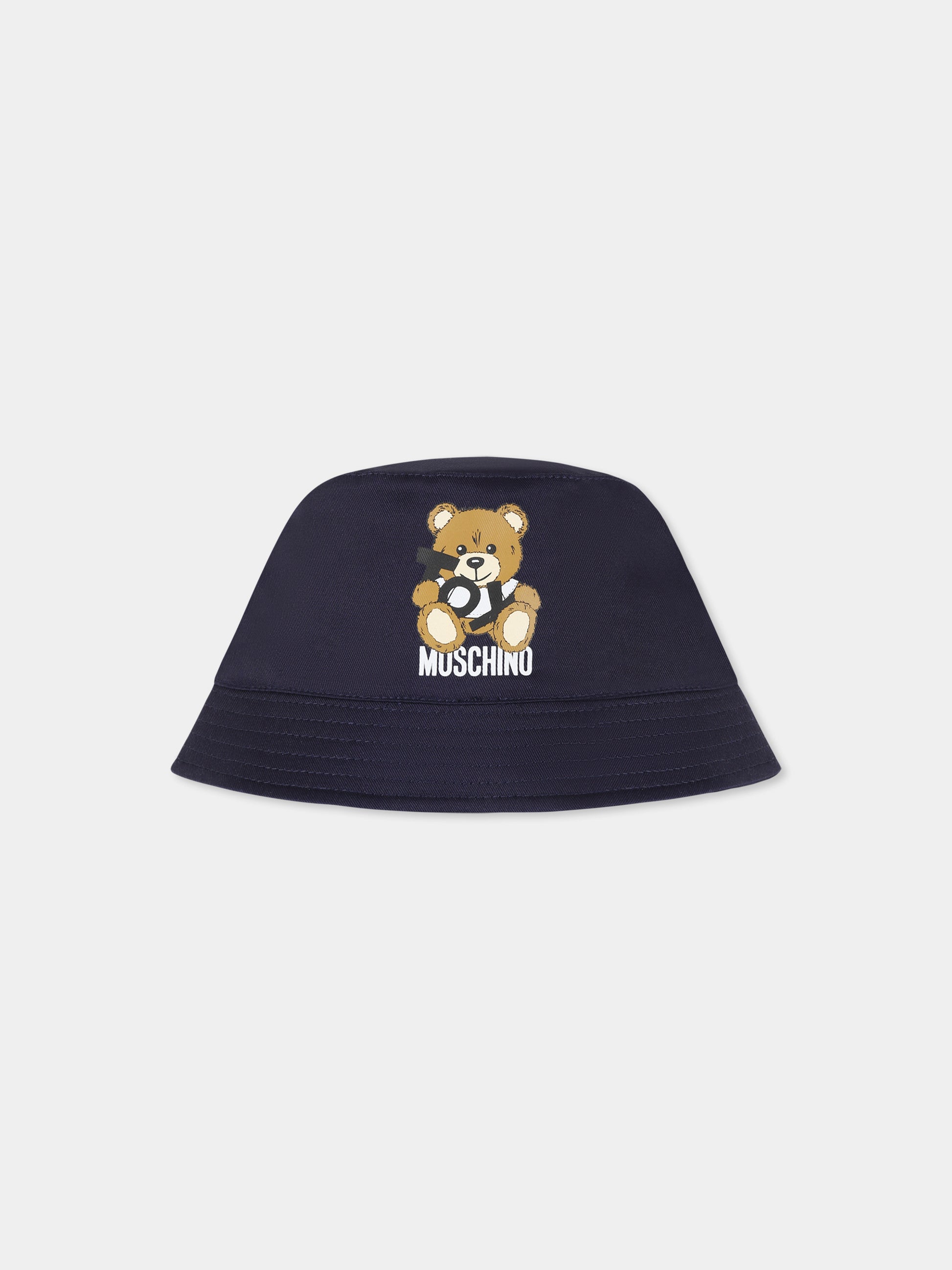 Cloche blu per neonati con Teddy Bear e logo nero,Moschino Kids,MMX057 LPA01 40016