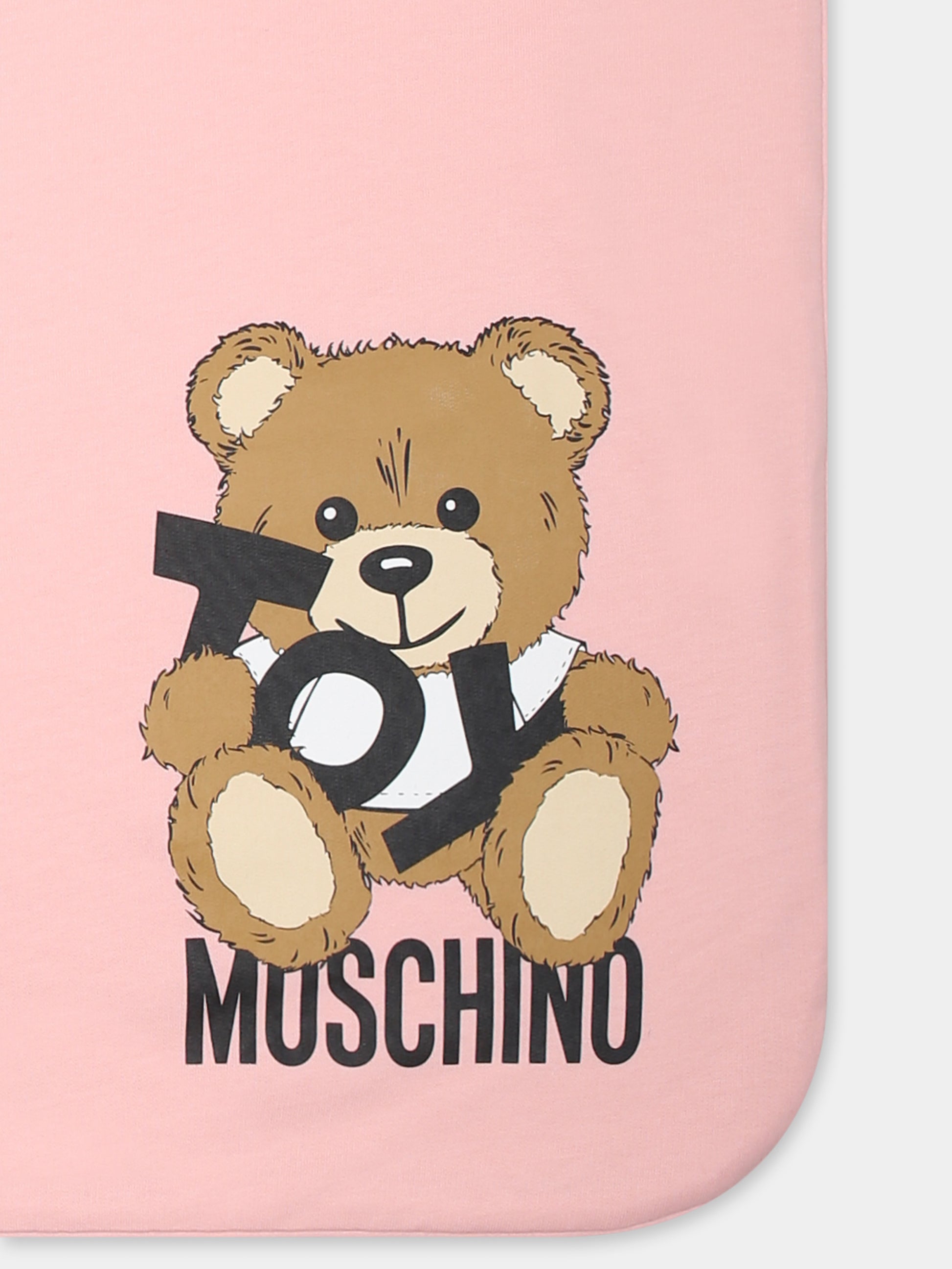 Coperta rosa per neonata con Teddy Bear,Moschino Kids,MNB00F LCA19 50209