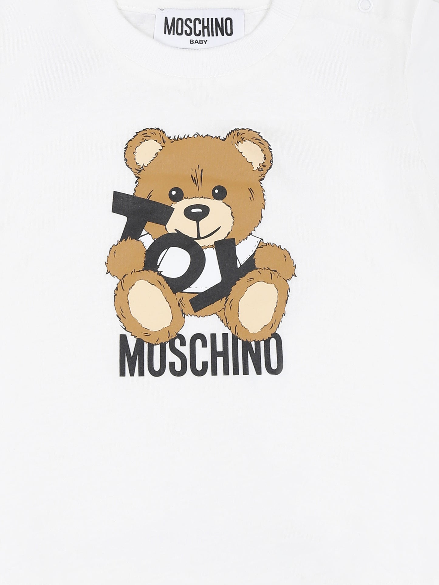 T-shirt bianca per neonati con Teddy Bear,Moschino Kids,MNM047 LAA03 10101