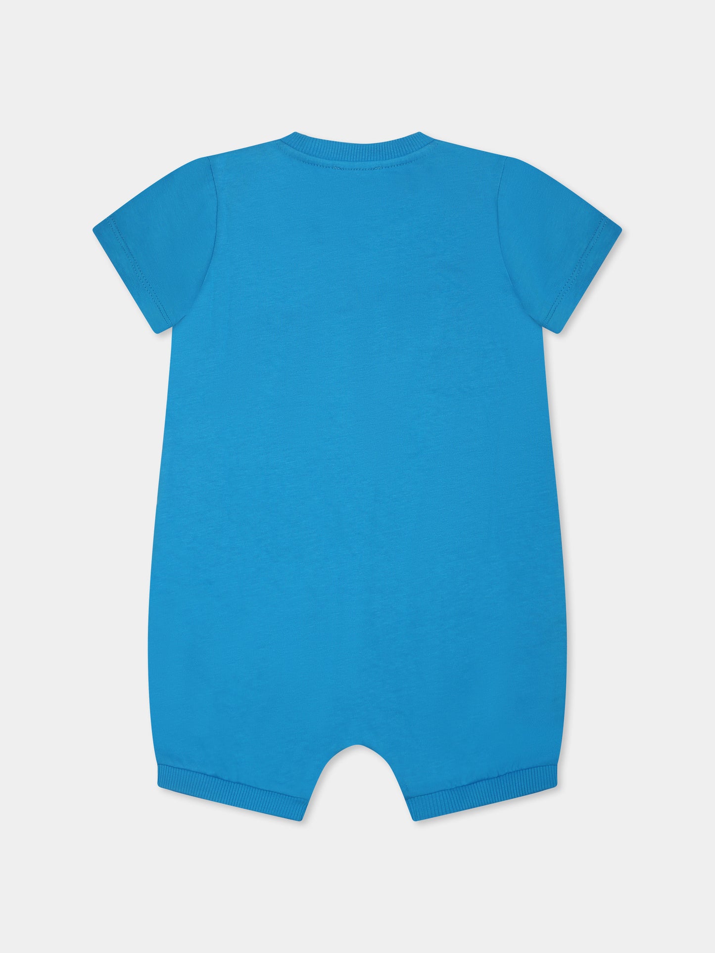 Pagliaccetto azzurro per neonato con Teddy Bear e logo,Moschino Kids,MPY022 LAA02 41047