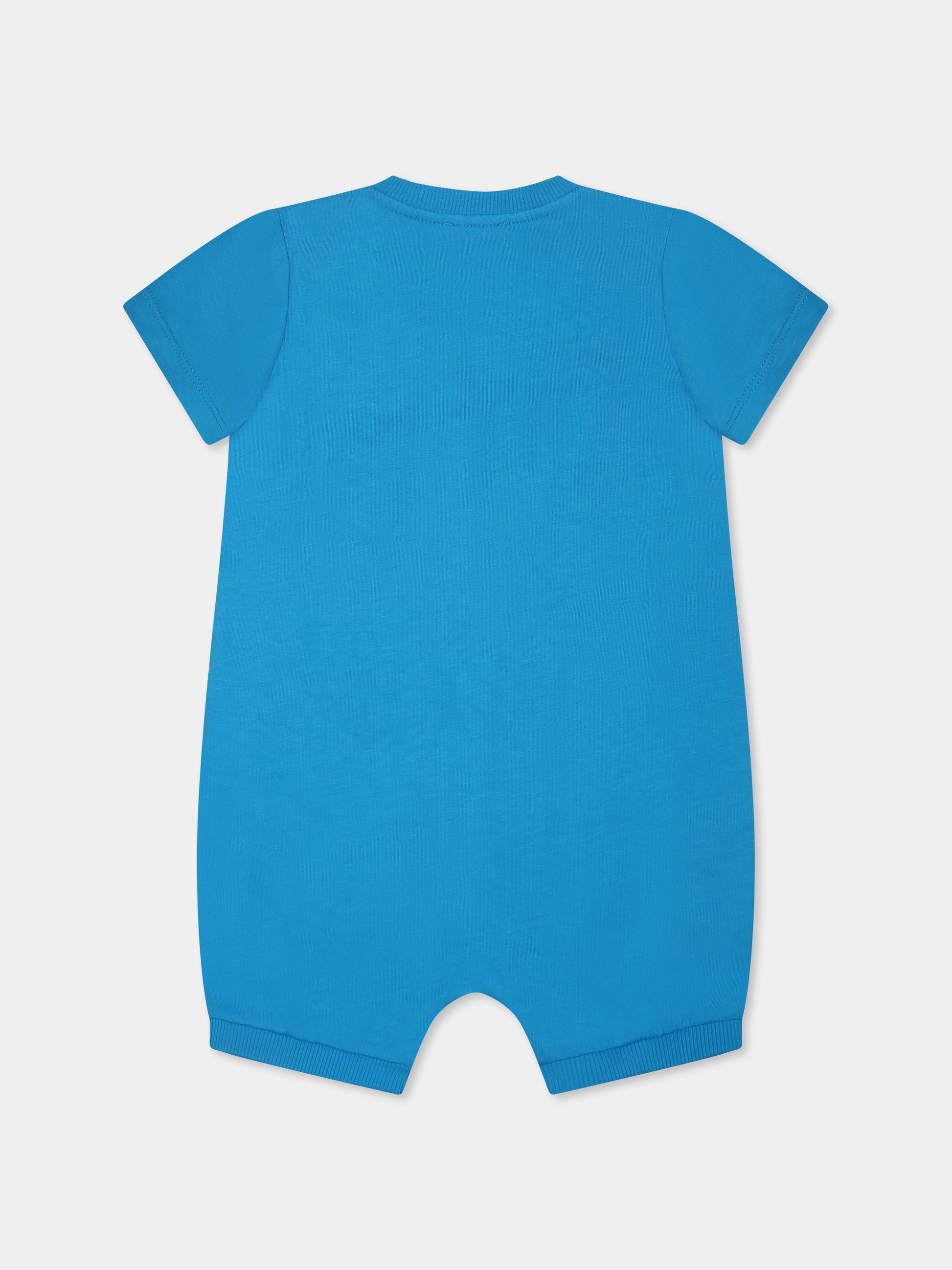 Pagliaccetto azzurro per neonato con Teddy Bear e logo,Moschino Kids,MPY022 LAA02 41047