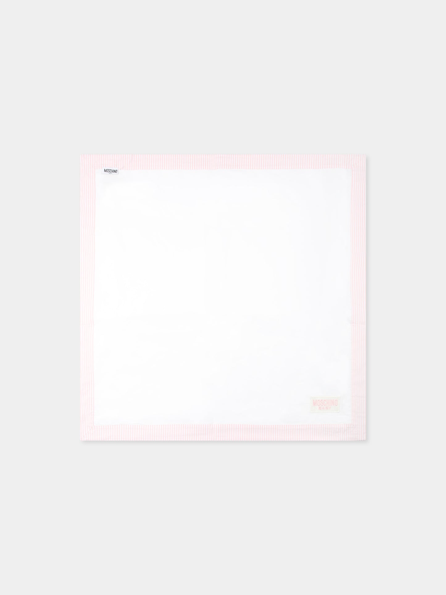 Coperta bianca per neonata con Teddy Bear e logo,Moschino Kids,MUB00I LLA10 84324