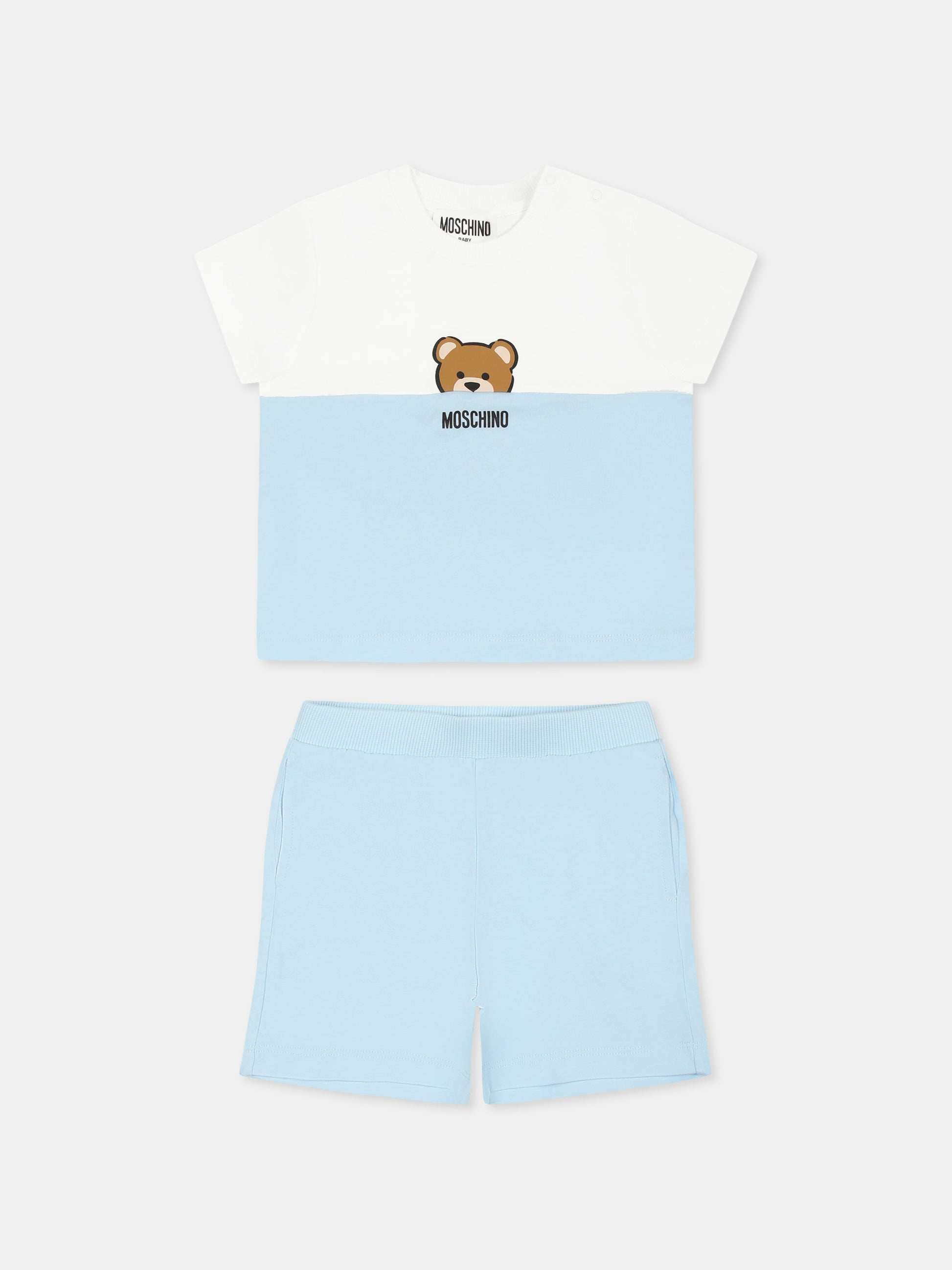 Completo celeste per neonato con Teddy Bear,Moschino Kids,MUG01F LAA27 40304