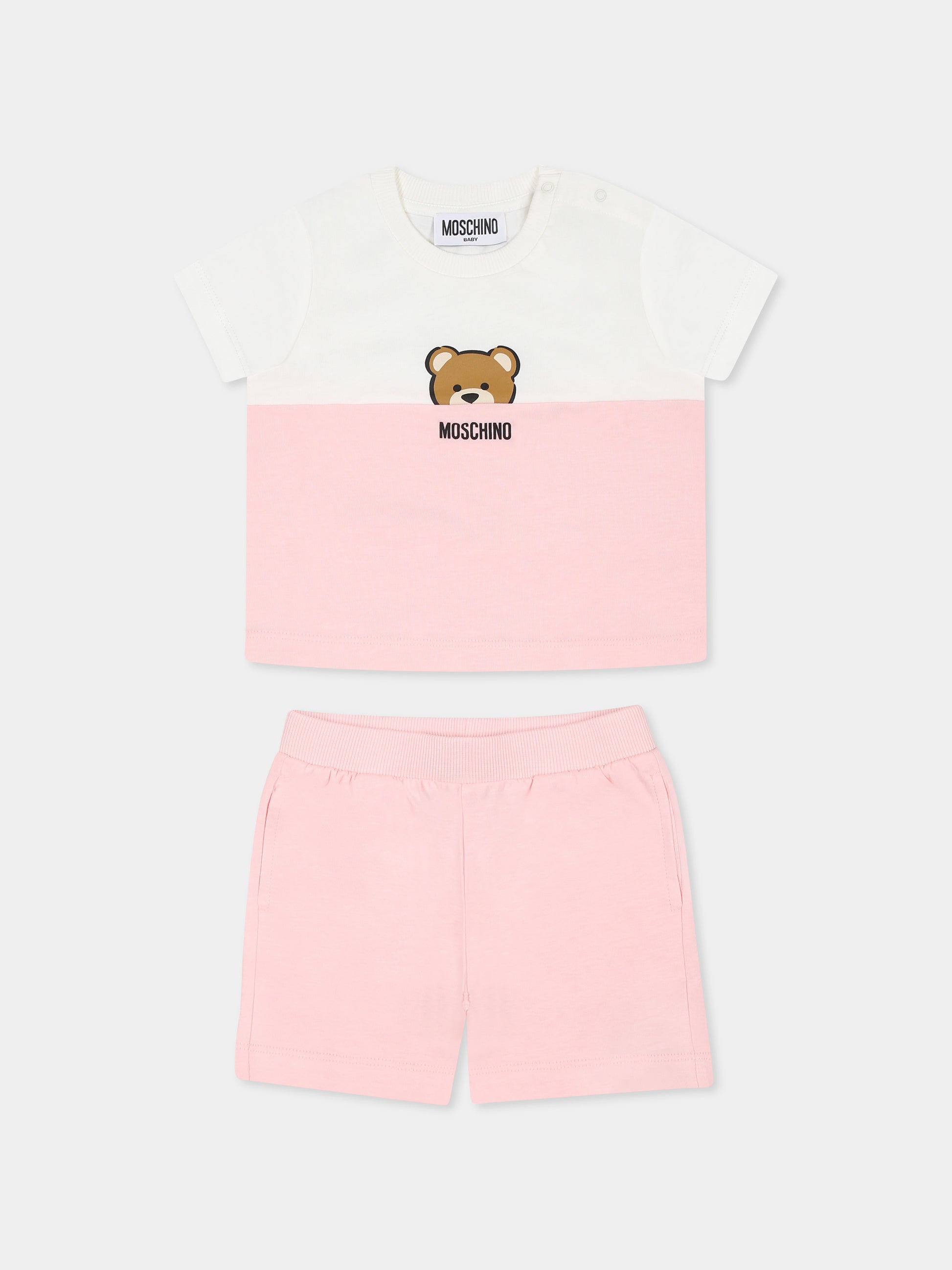 Completo rosa per neonata con Teddy Bear,Moschino Kids,MUG01F LAA27 50209