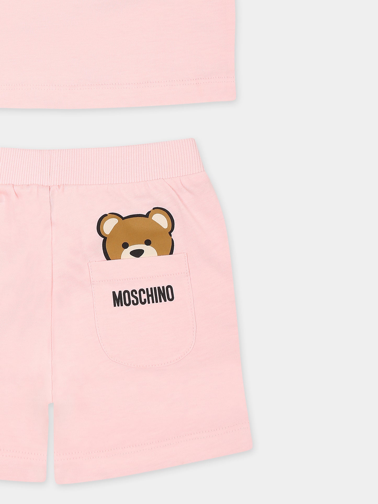 Completo rosa per neonata con Teddy Bear,Moschino Kids,MUG01F LAA27 50209