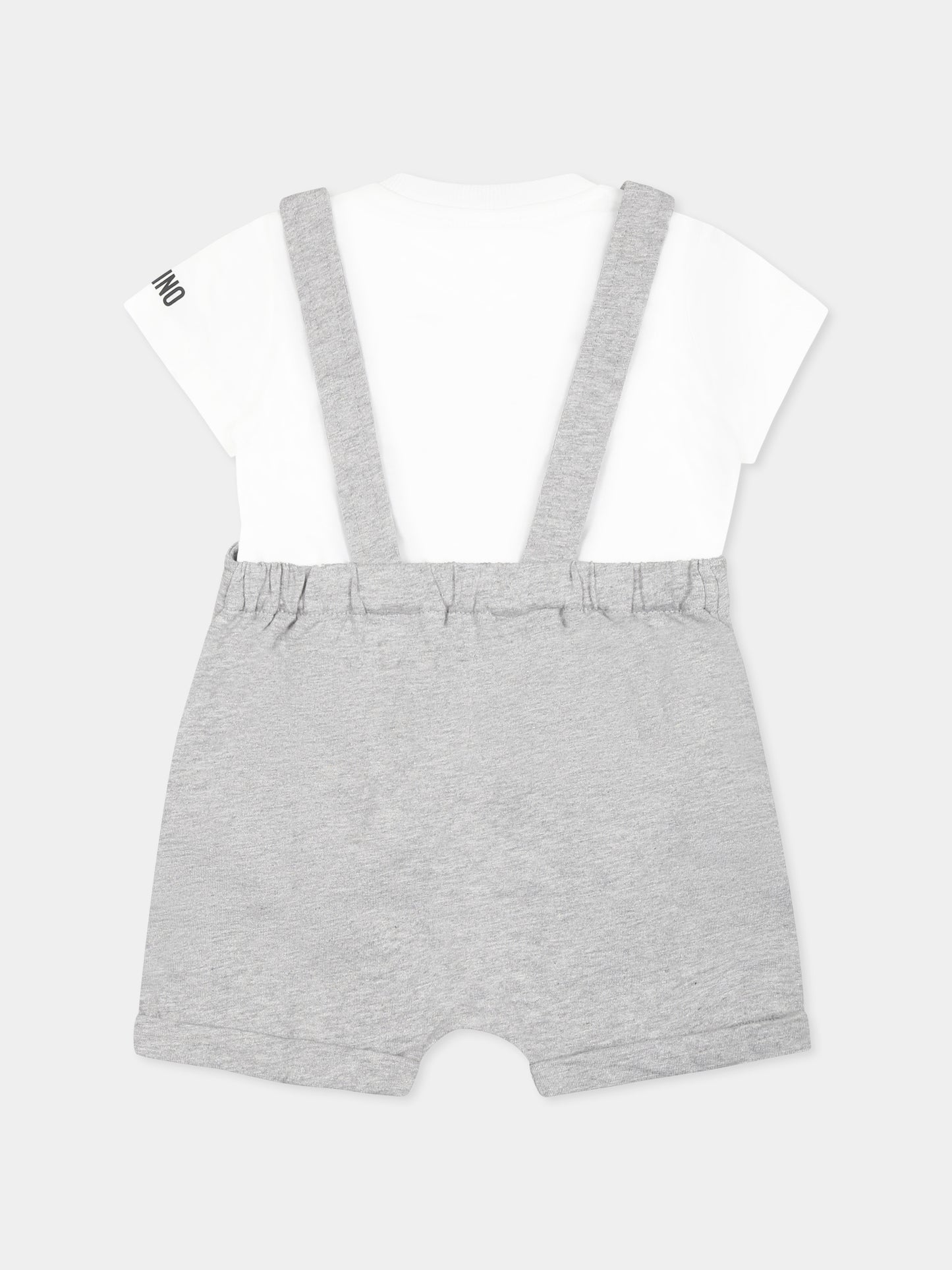 Salopette grigia per neonato con Teddy Bear,Moschino Kids,MUG01G LCA19 84171