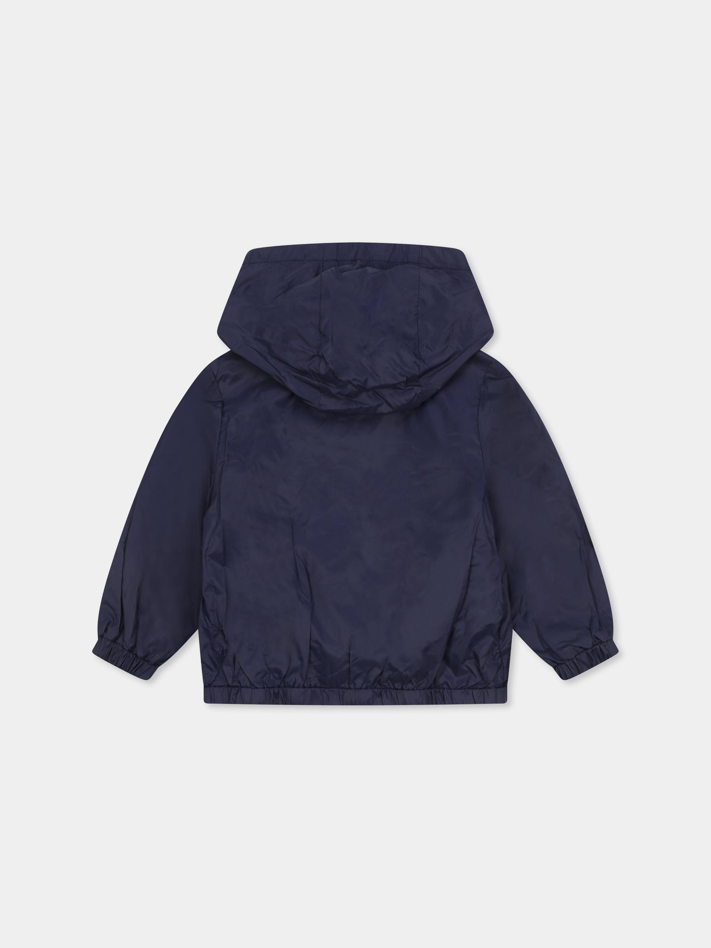 Blue windbreaker jacket for baby boy with Teddy Bear