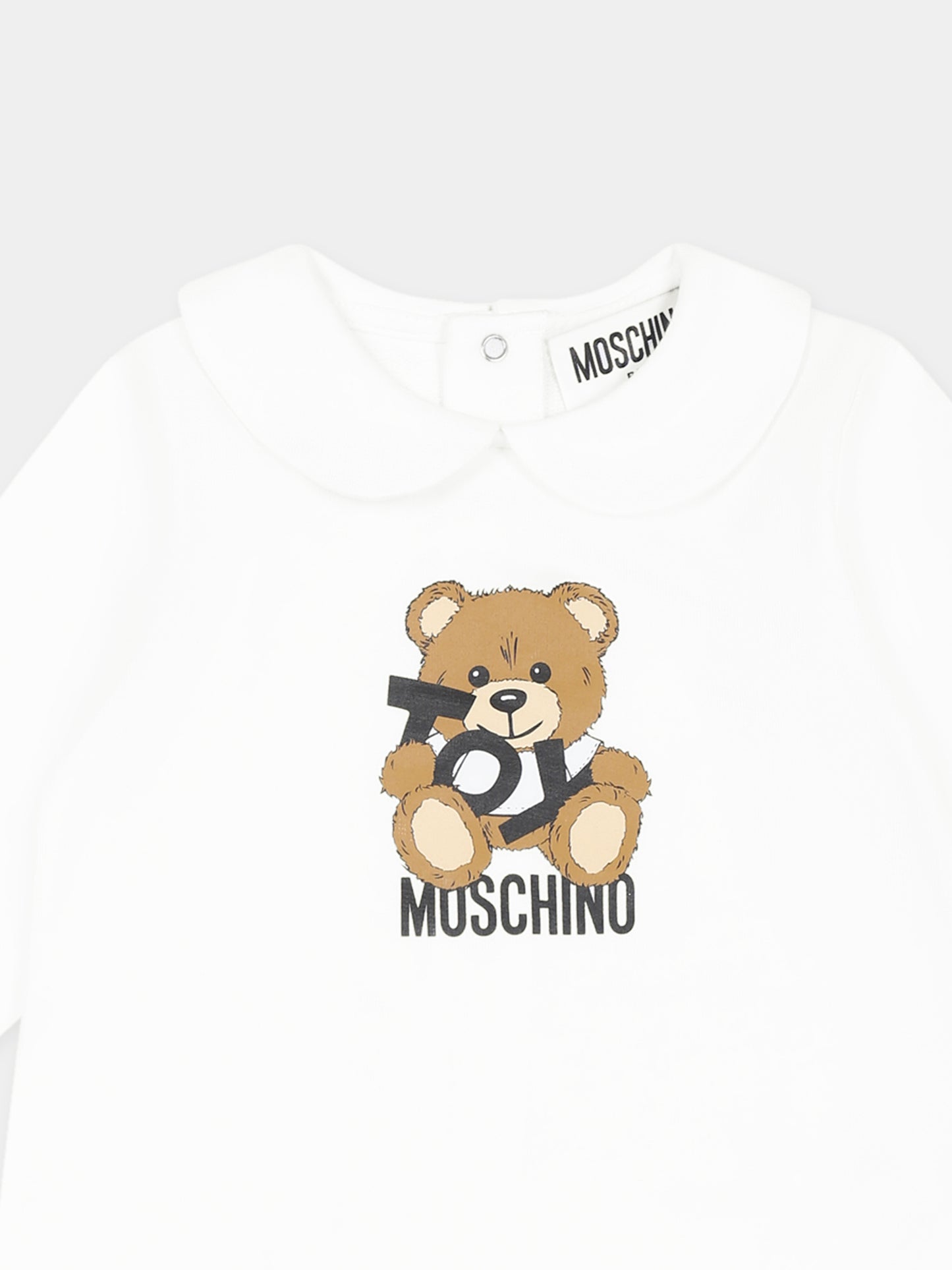 Tutina bianca per neonati con Teddy Bear,Moschino Kids,MUT048 LCA19 10101