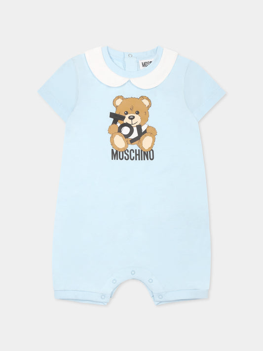Pagliaccetto celeste per neonato con Teddy Bear,Moschino Kids,MUT049 LAA03 40304
