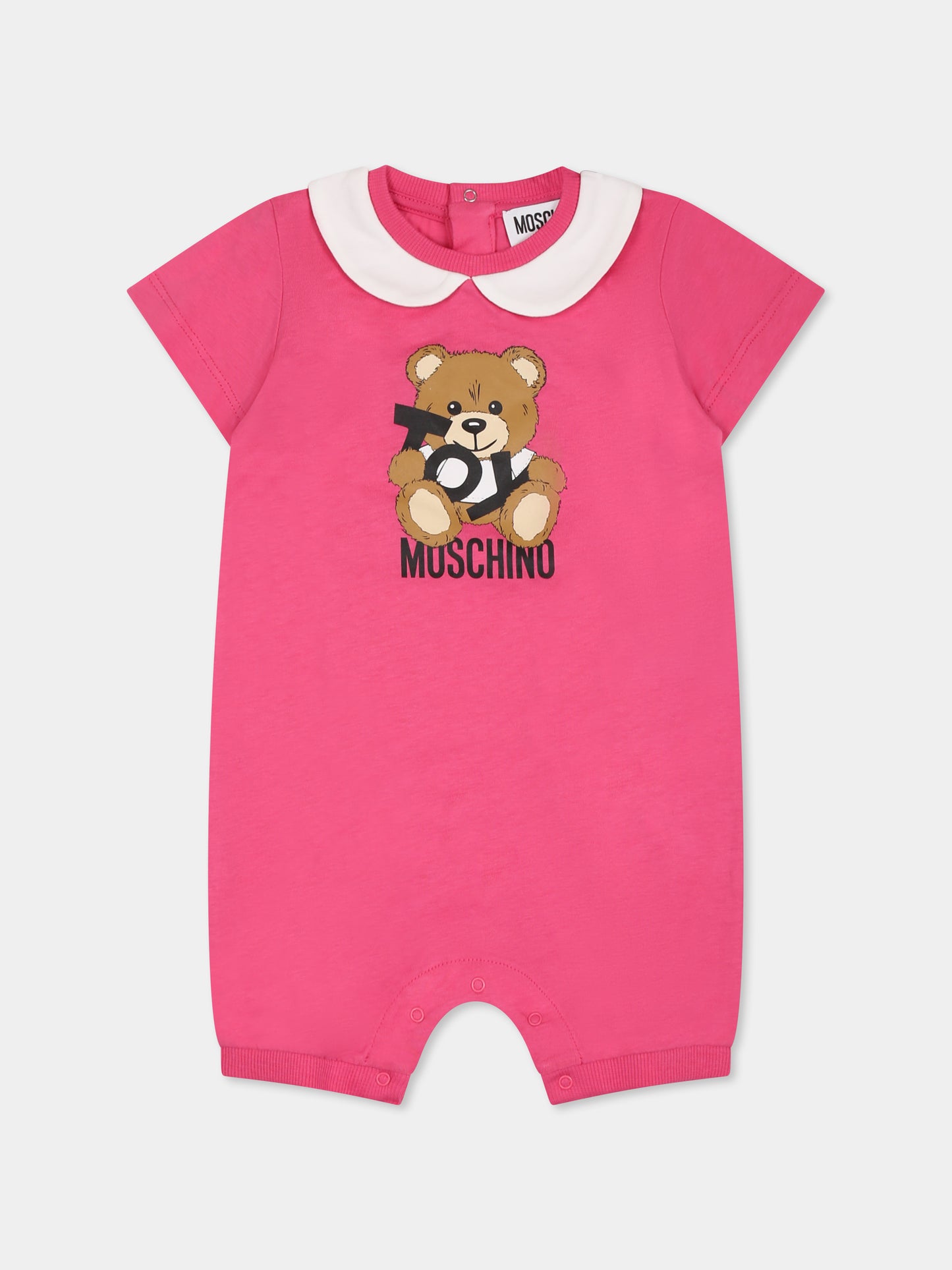 Pagliaccetto fucsia per neonata con Teddy Bear,Moschino Kids,MUT049 LAA03 50533