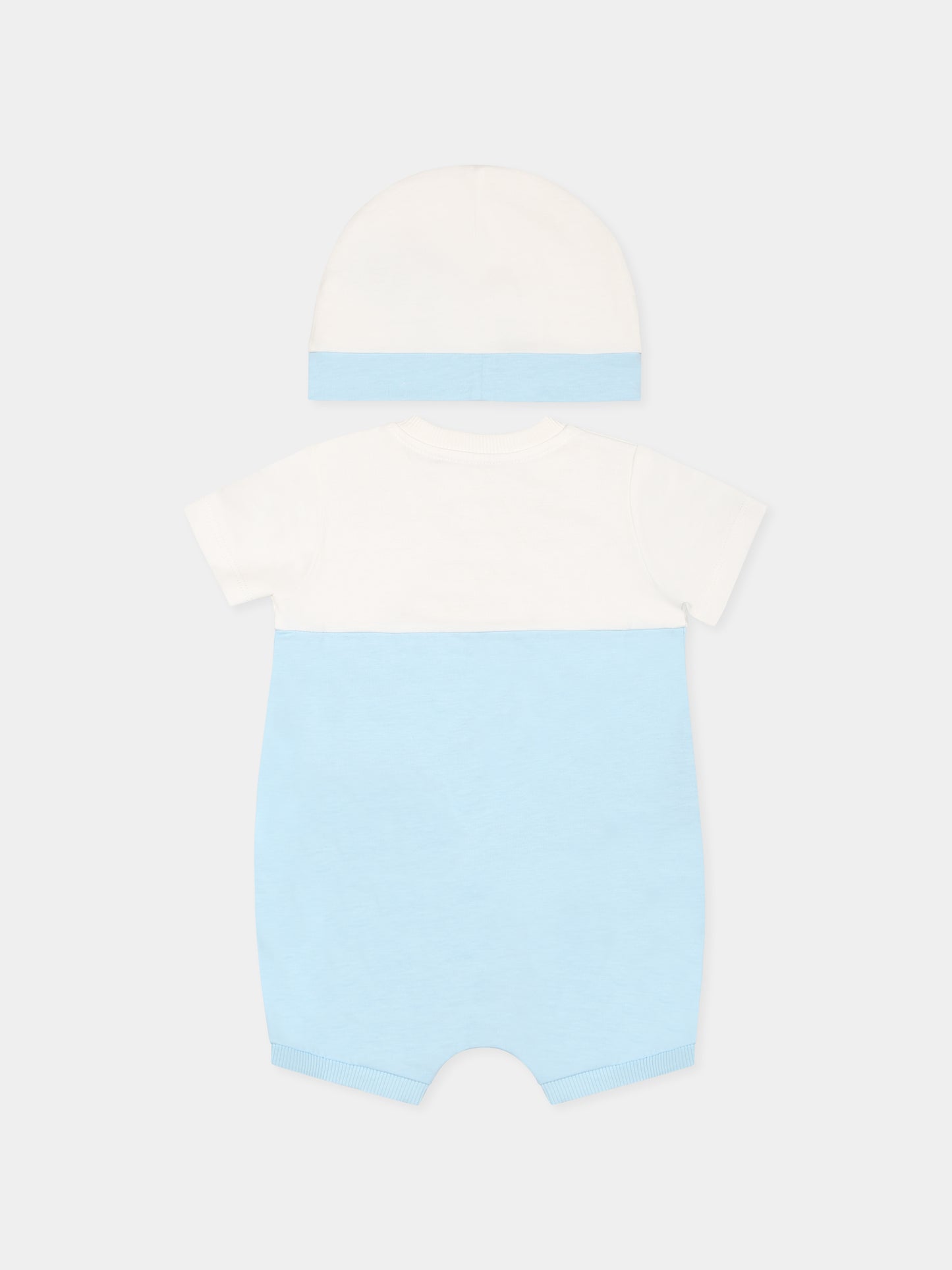 Set pagliaccetto celeste per neonato con Teddy Bear,Moschino Kids,MUY07E LAA27 40304