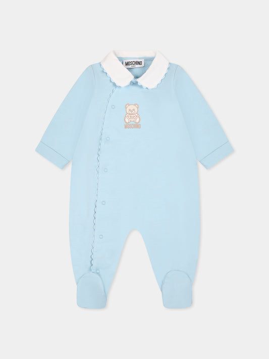 Tutina celeste per neonato con Teddy Bear,Moschino Kids,MUY07L LCA19 40304