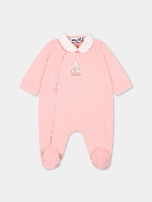 Tutina rosa per neonata con Teddy Bear,Moschino Kids,MUY07L LCA19 50209