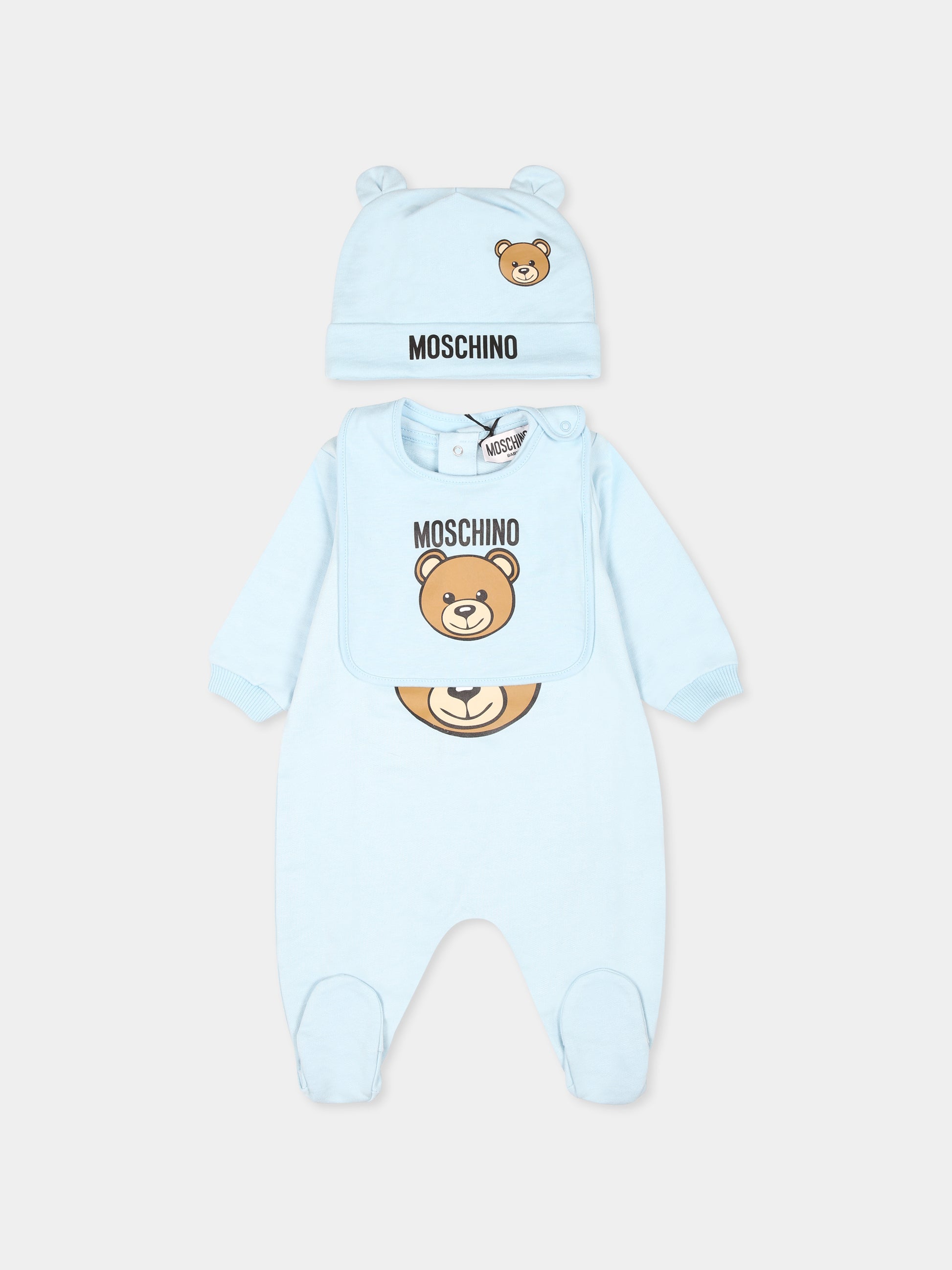 Set tutina celeste per neonato con Teddy Bear,Moschino Kids,MUY085 LCA19 40304