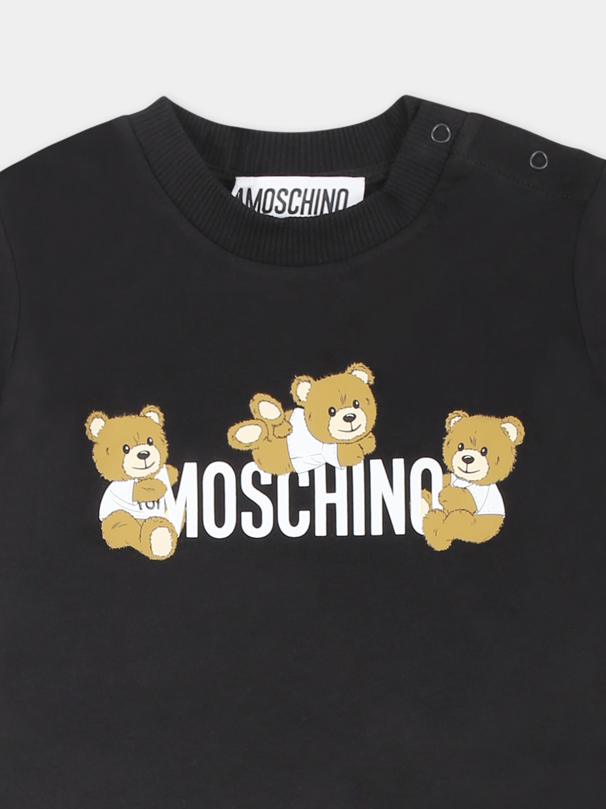 Completo multicolor per neonato con tre Teddy Bears e logo,Moschino Kids,MZG00M LAA03 82213
