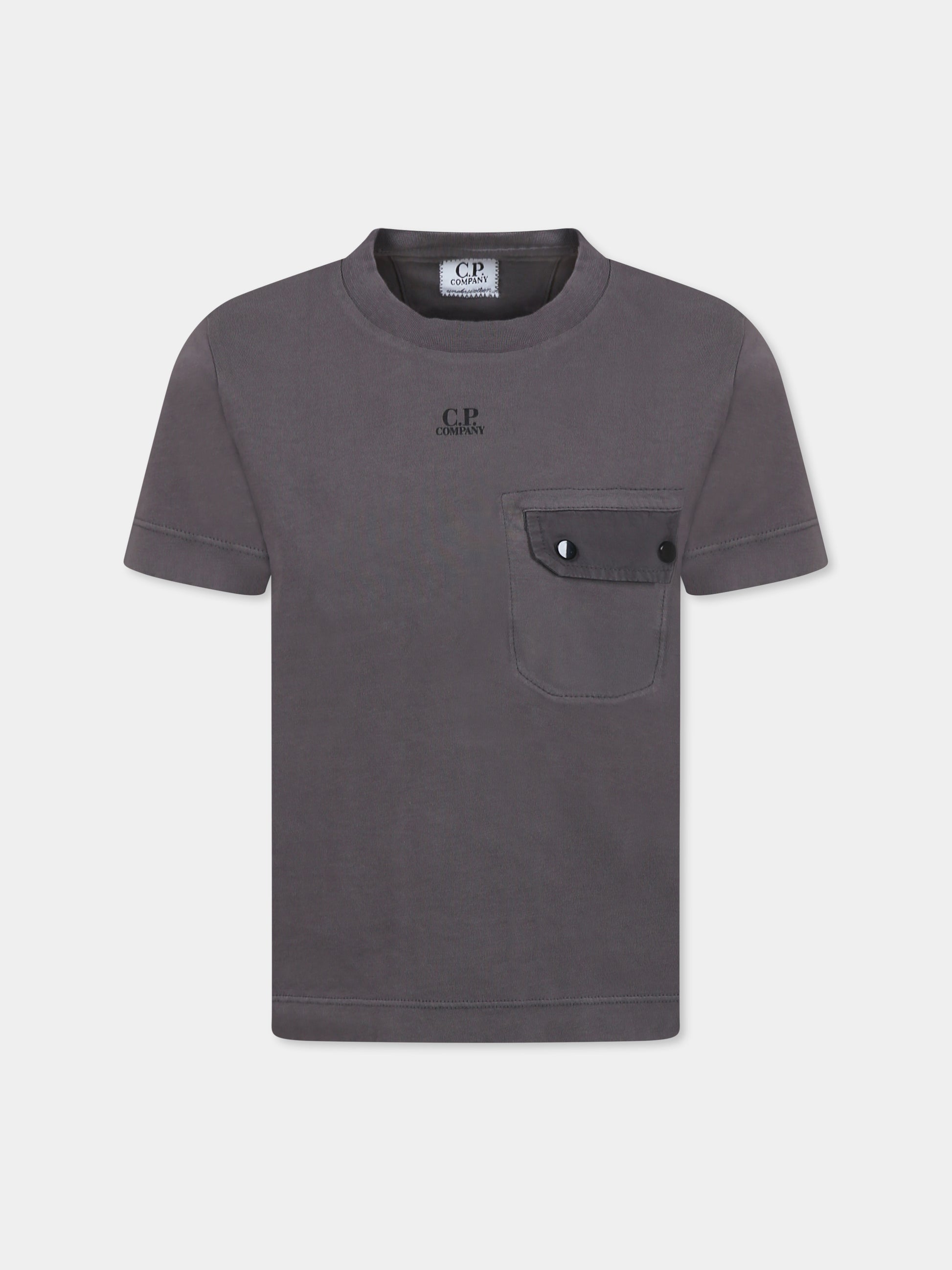 T-shirt grigia per bambino con logo,C. P. Company,CUM00N LAC02 60394