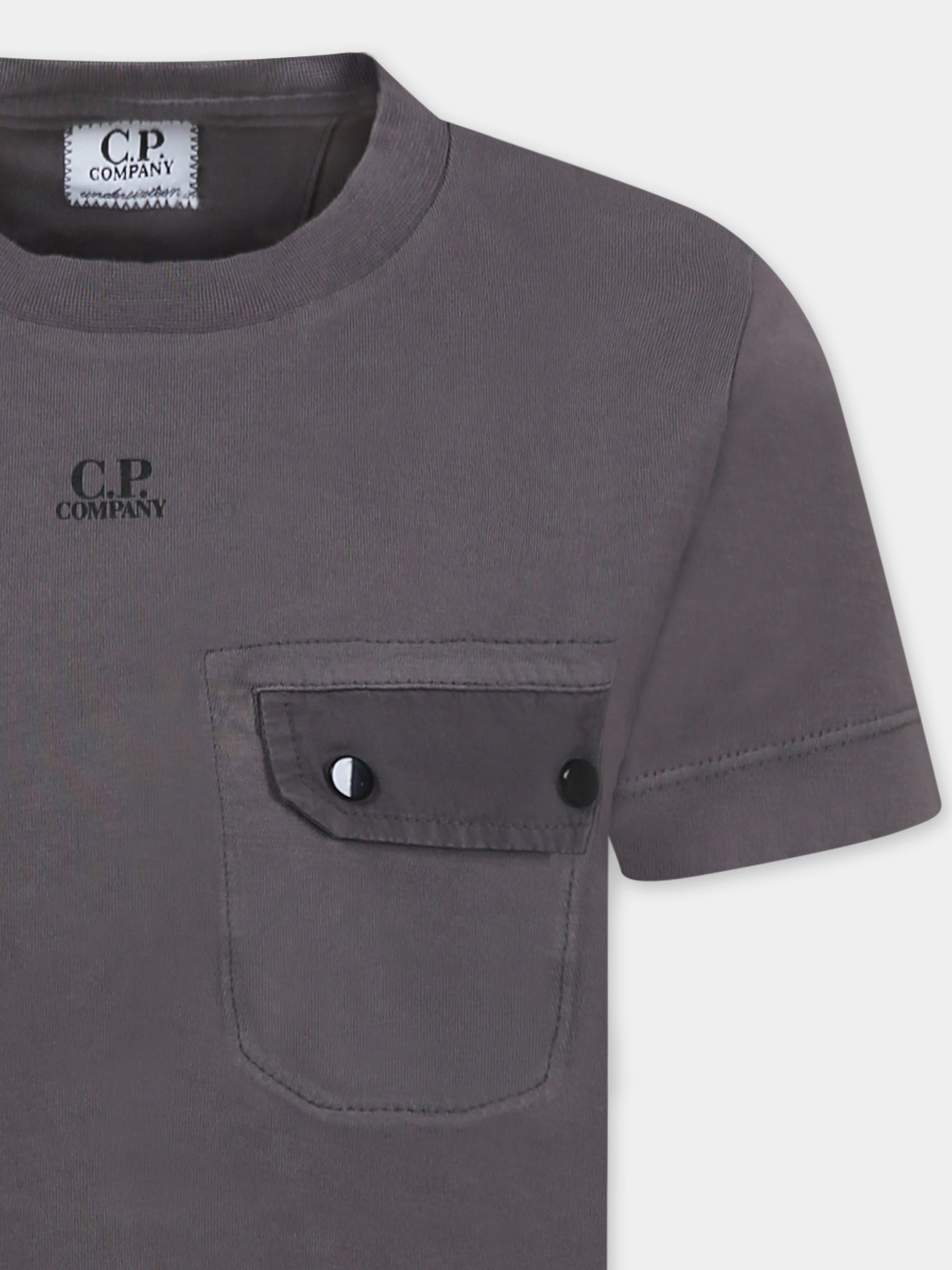T-shirt grigia per bambino con logo,C. P. Company,CUM00N LAC02 60394