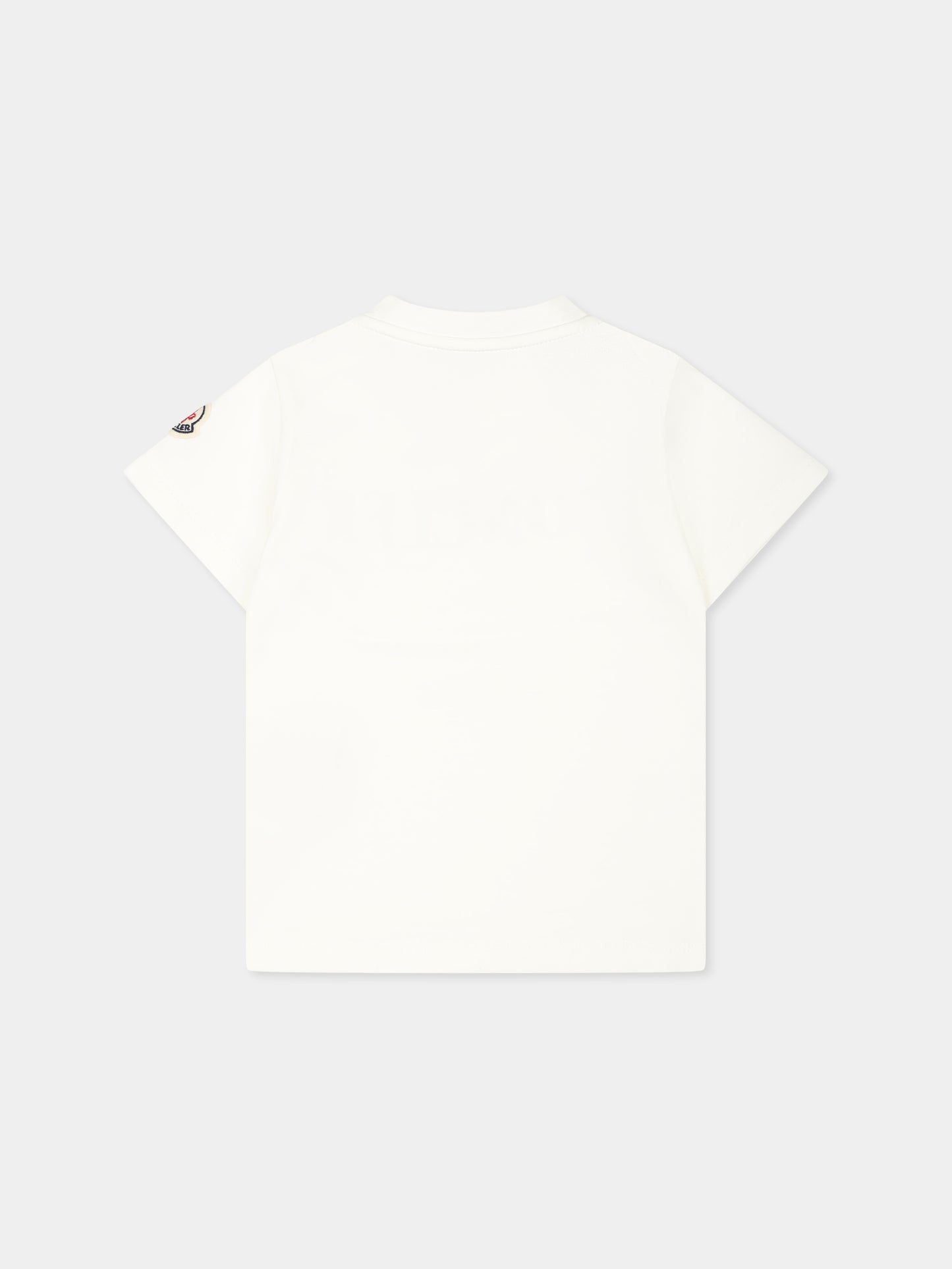 T-shirt bianca per neonati con logo,Moncler Kids,K1951 8C00013 89AUM F01