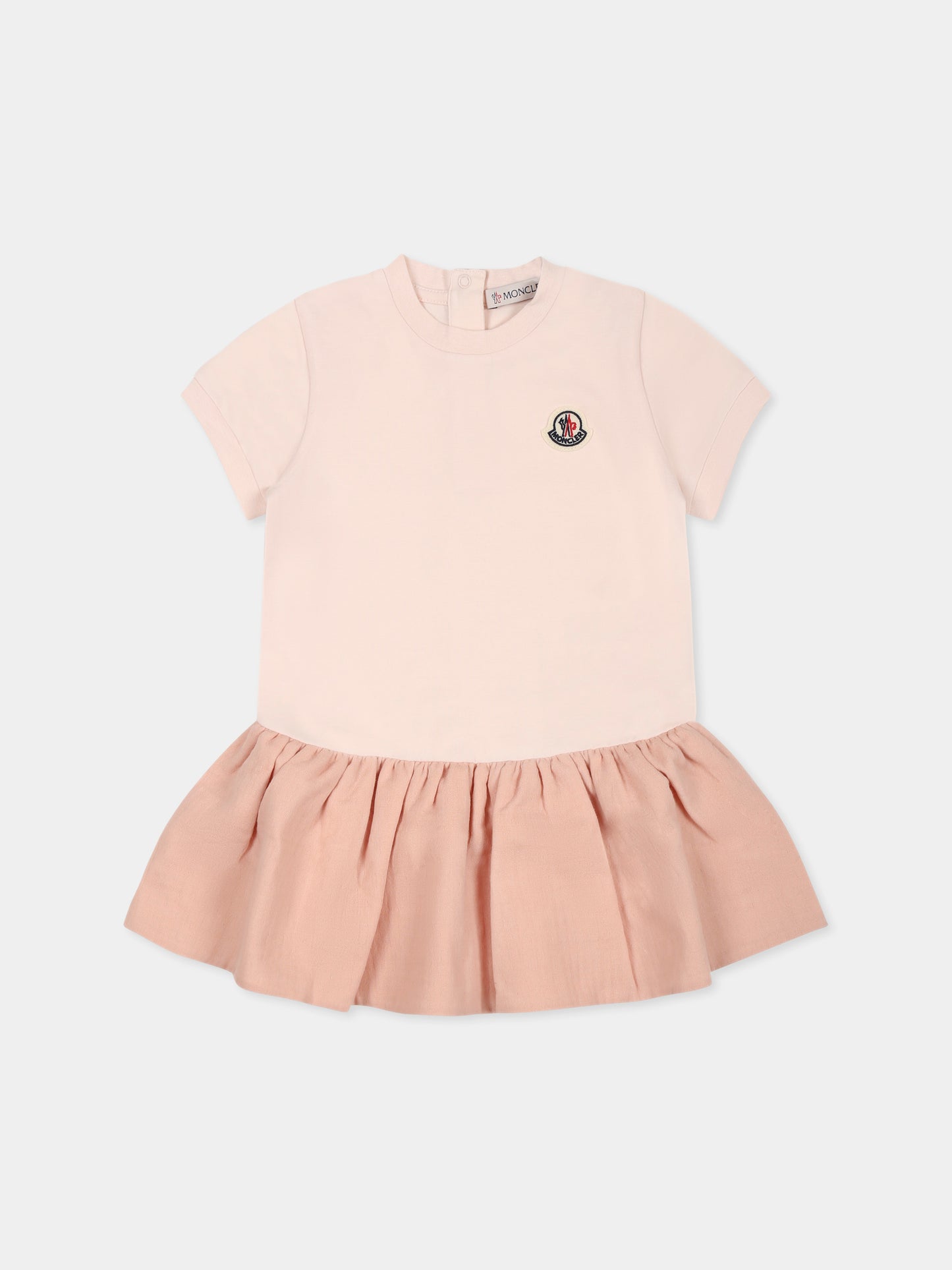 Vestito rosa per neonata con logo,Moncler Kids,K1951 8I00005 89AUM 529