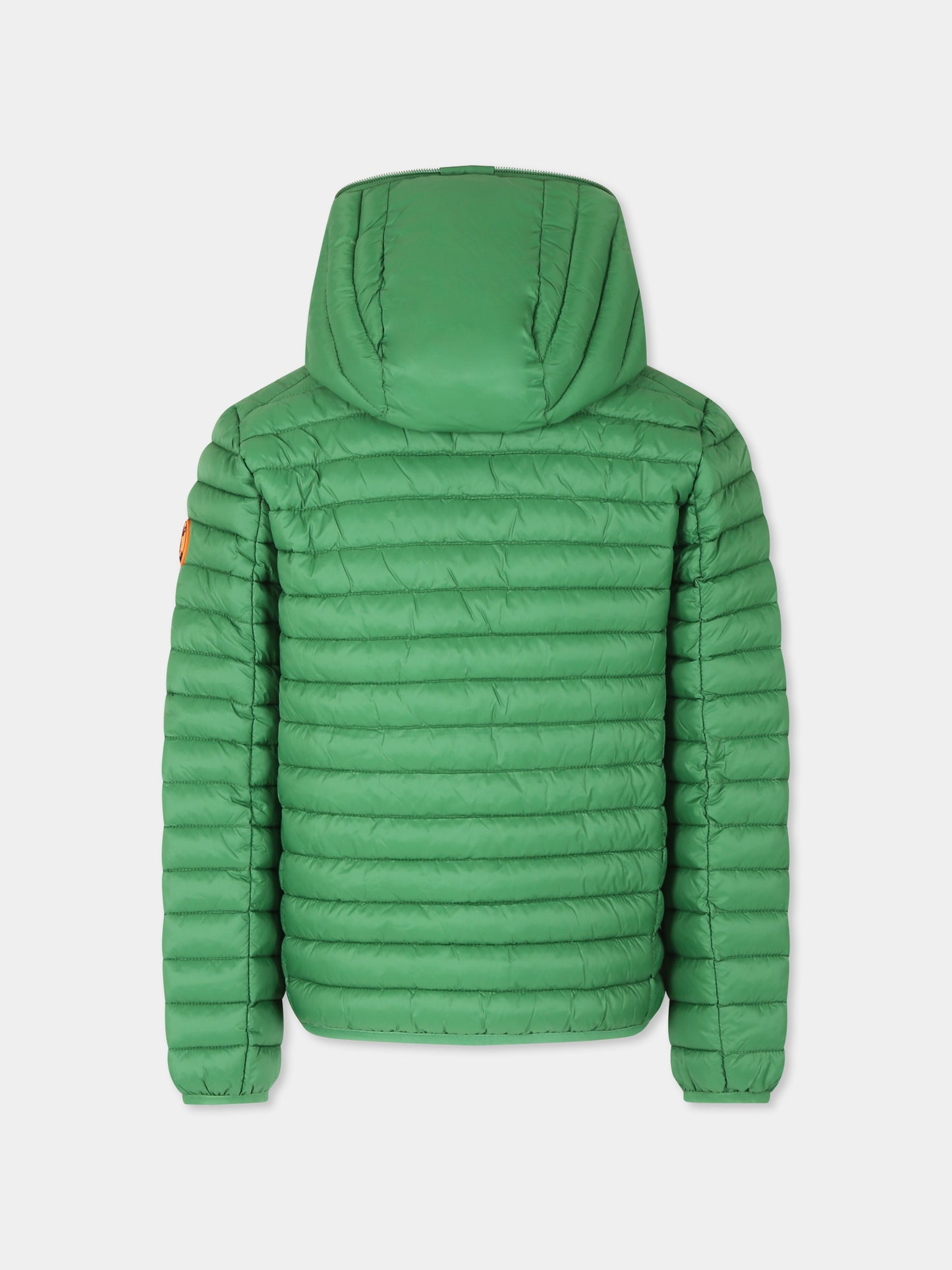 Piumino Huey verde per bambino con logo,Save The Duck Kids,J30650B GIGA20 50043