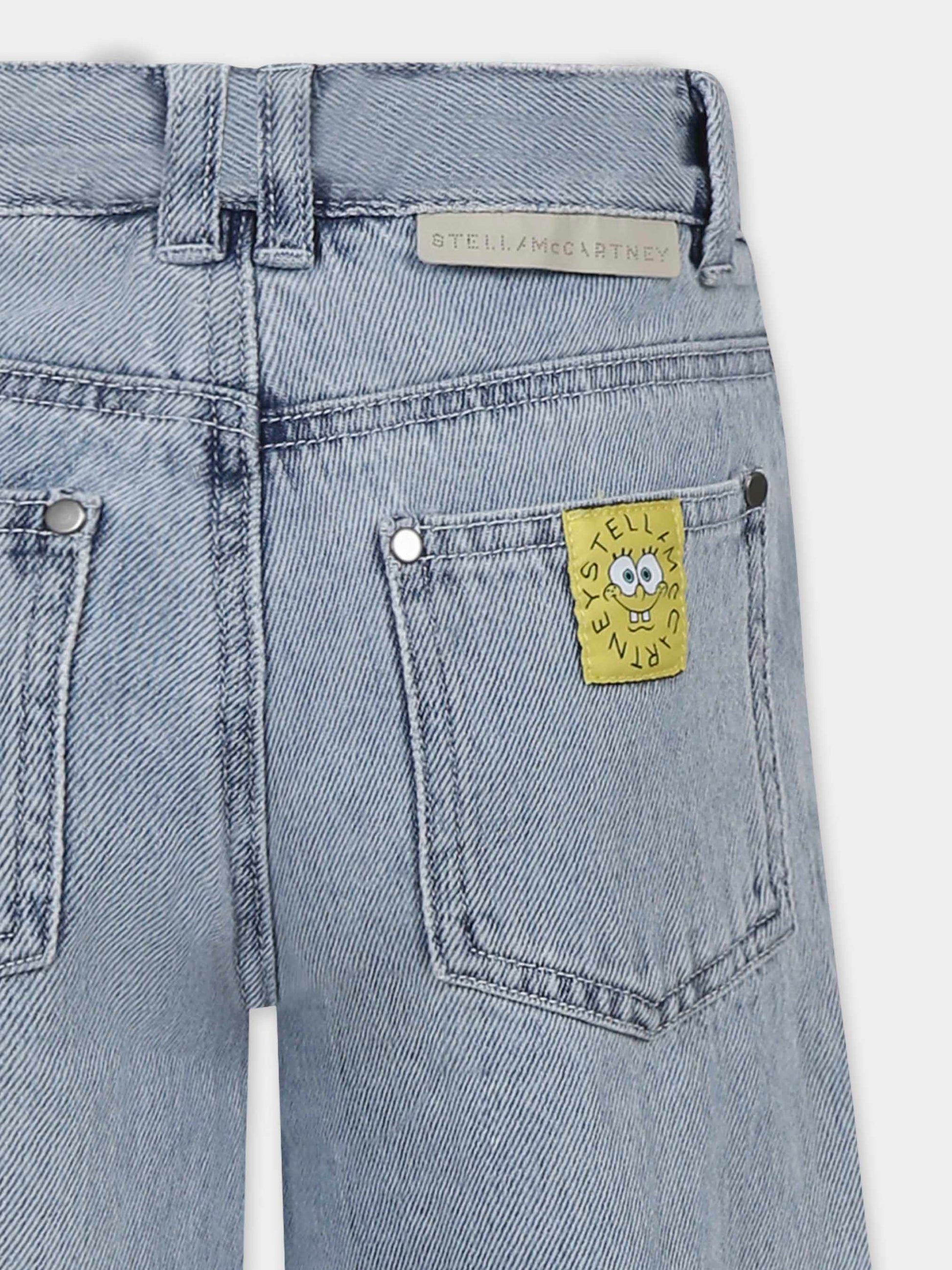 Jeans denim per bambina con SpongeBob,Stella Mccartney Kids,TW6F10 Z0746 600