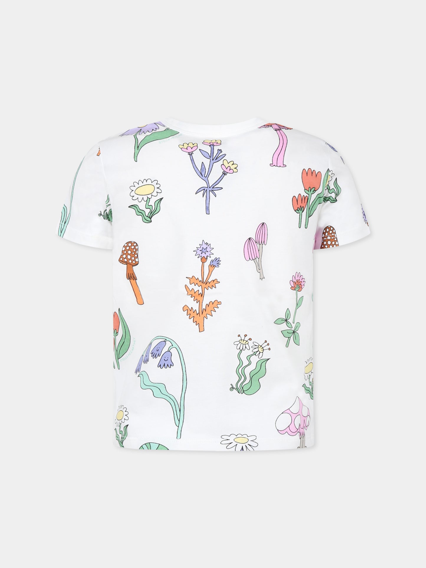 T-shirt bianca per bambina con fiori,Stella Mccartney Kids,TW8A71 Z2582 101MC