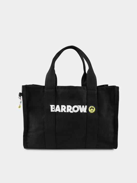 Borsa mare nera per bambina con logo e smile,Barrow,S5BKJGBA171 110