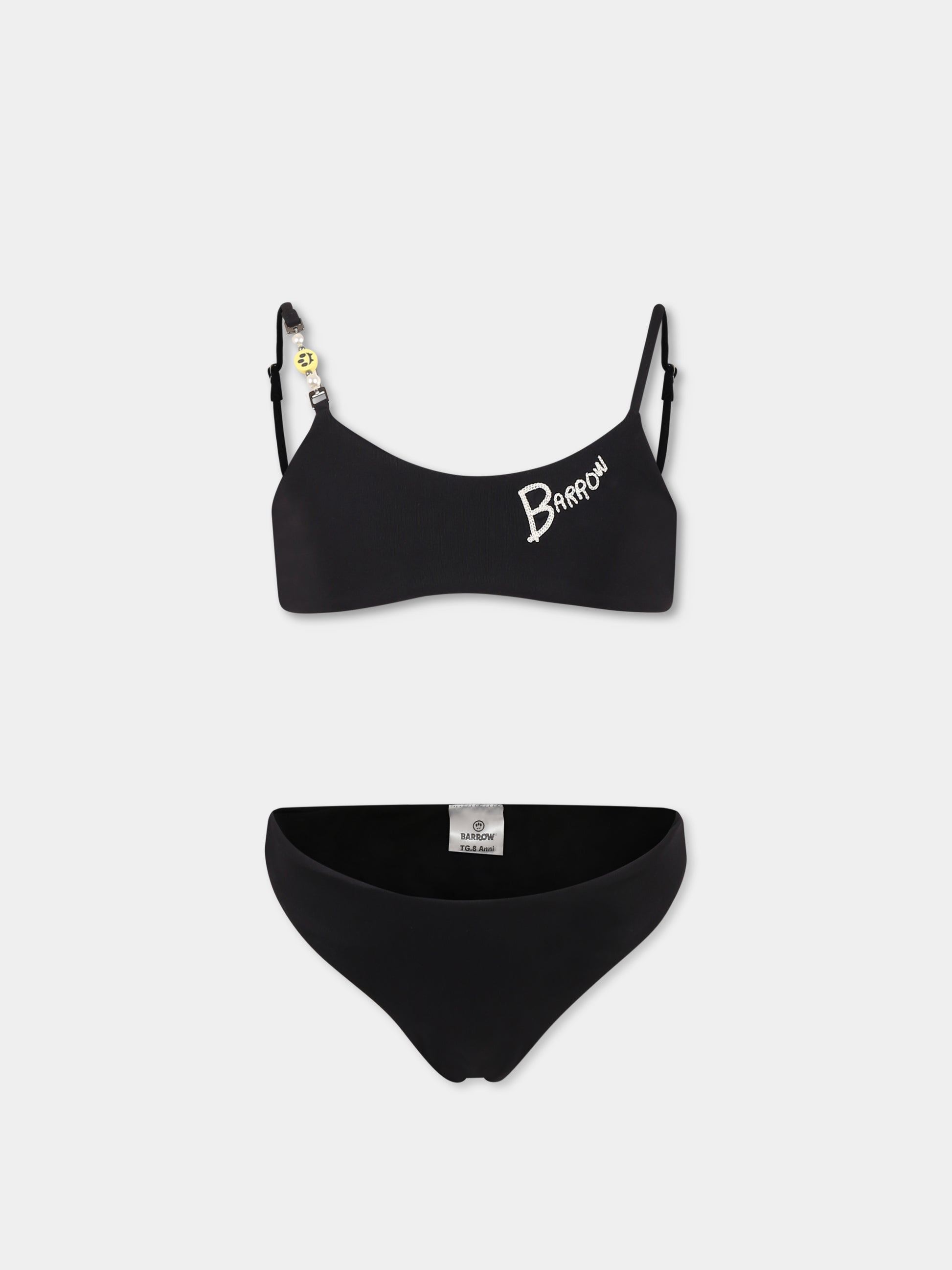 Bikini nero per bambina con logo e smile,Barrow,S5BKJGSB173 110