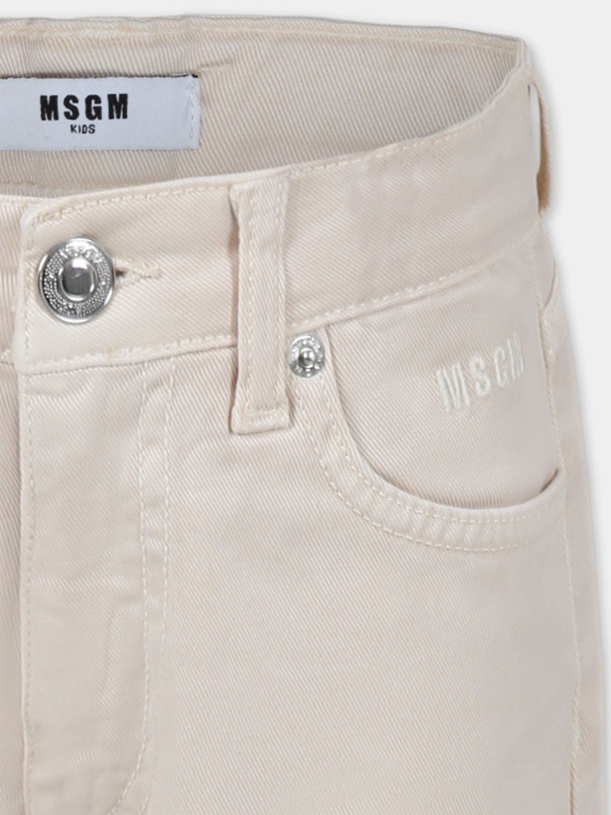Jeans avorio per bambino con logo,Msgm Kids,S5MSJBDP019 013