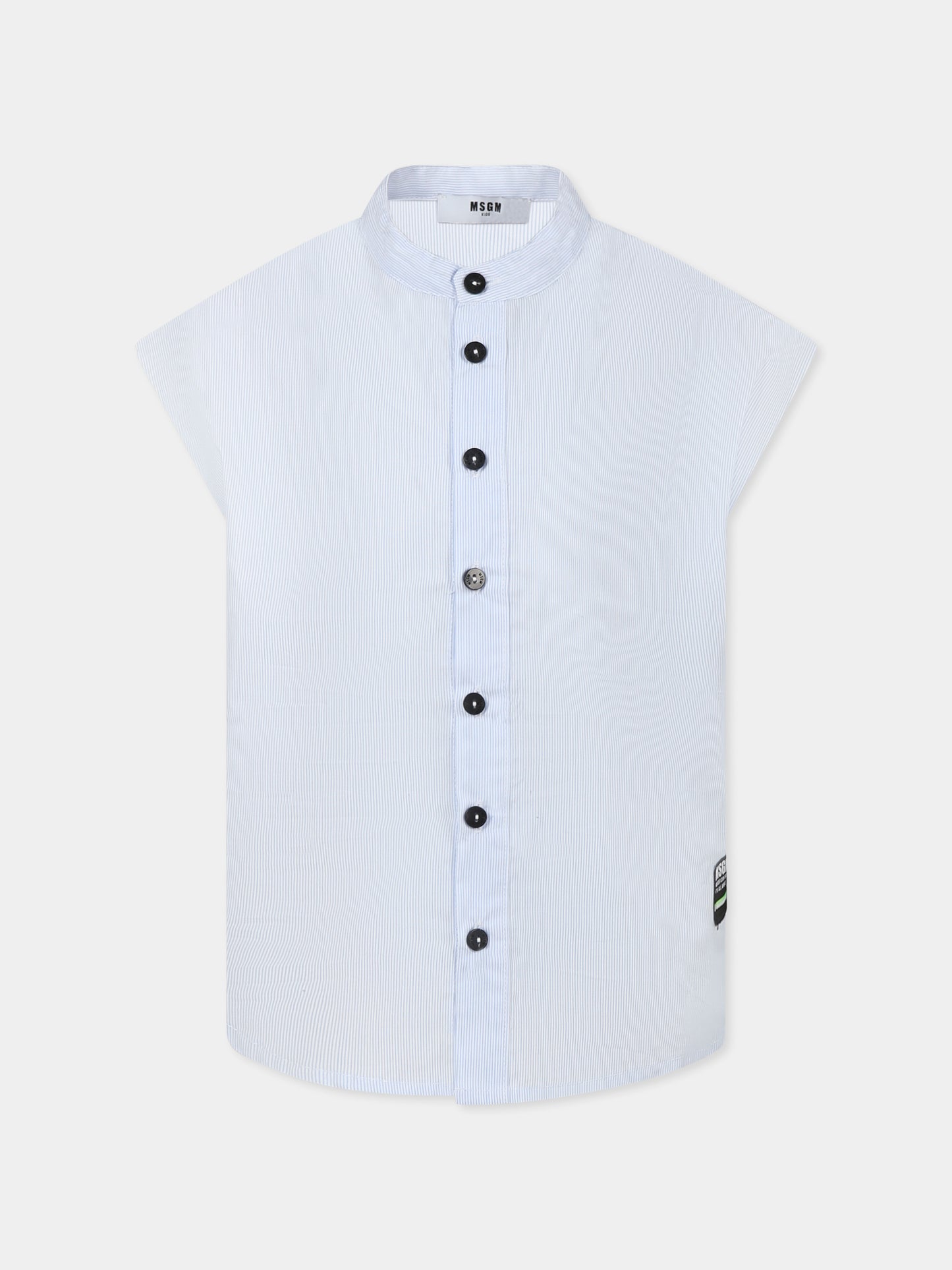Camicia celeste per bambino con logo e slogan,Msgm Kids,S5MSJBSI031 050