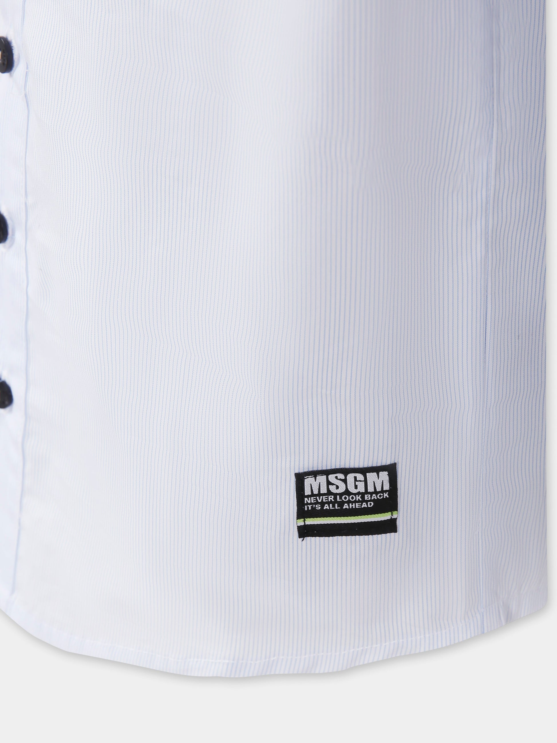 Camicia celeste per bambino con logo e slogan,Msgm Kids,S5MSJBSI031 050