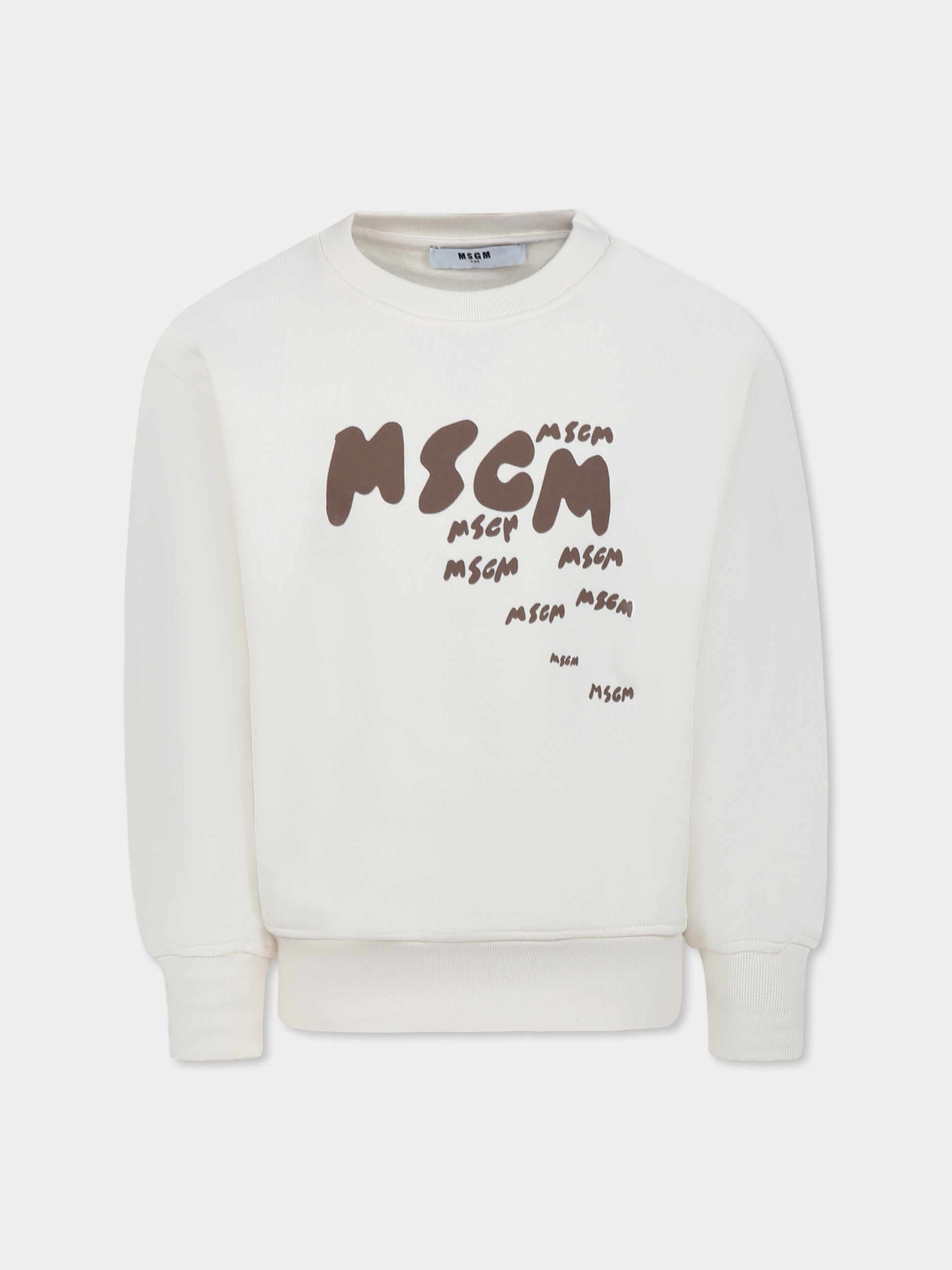 Felpa avorio per bambino con logo,Msgm Kids,S5MSJBSW010 013